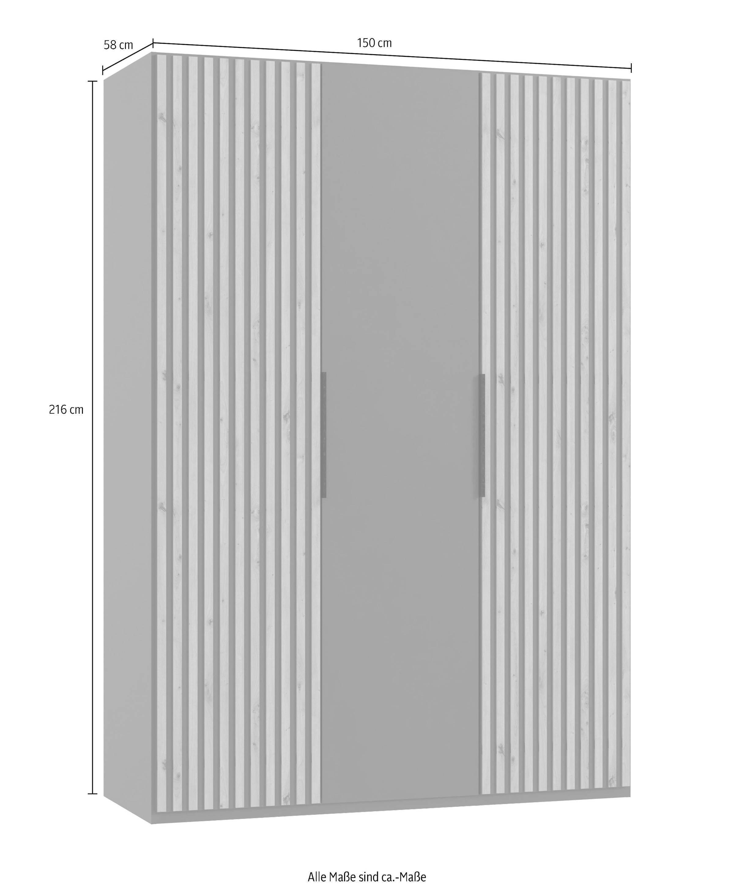 Wimex Drehtürenschrank »Andorra by fresh to go«, Mit 3D-Leisten für Akustikpaneel-Optik