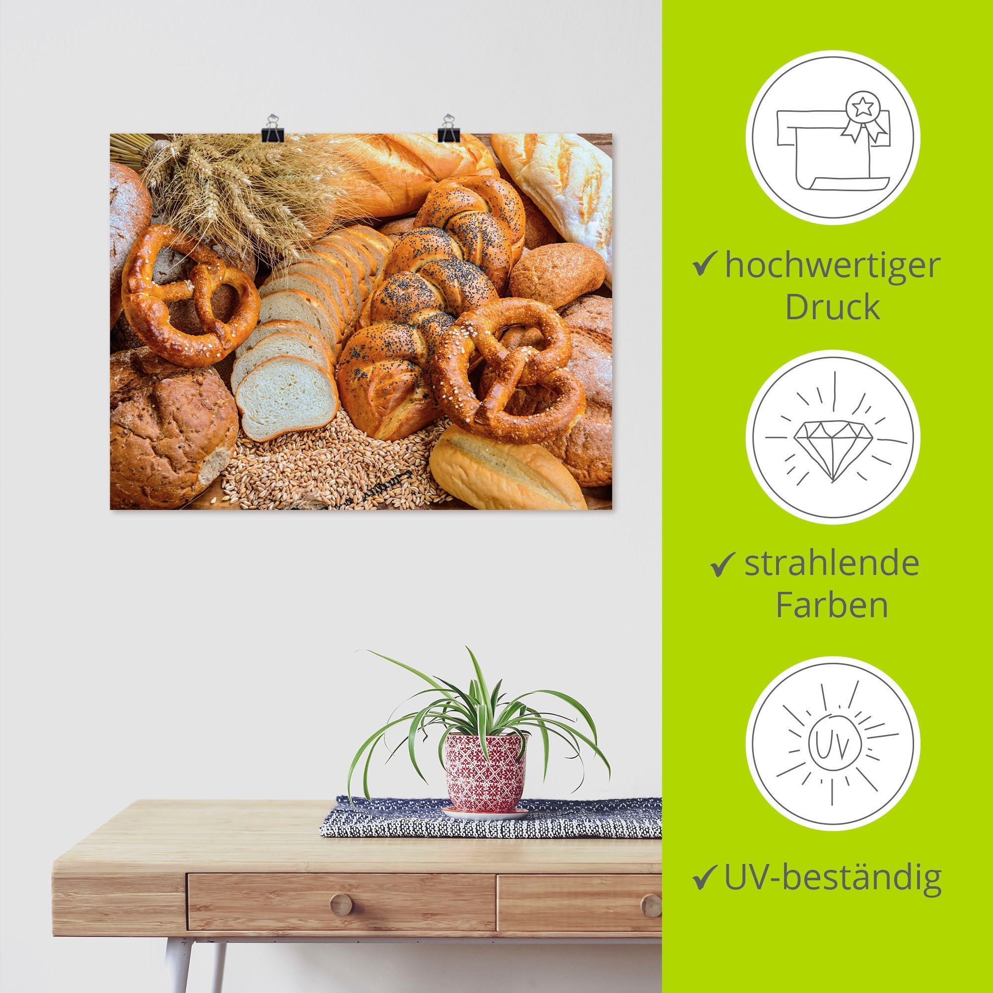 Artland Wandbild »Leckere Backwaren«, Getreide, (1 St.), als Alubild, Leinwandbild, Wandaufkleber oder Poster in versch. Größen