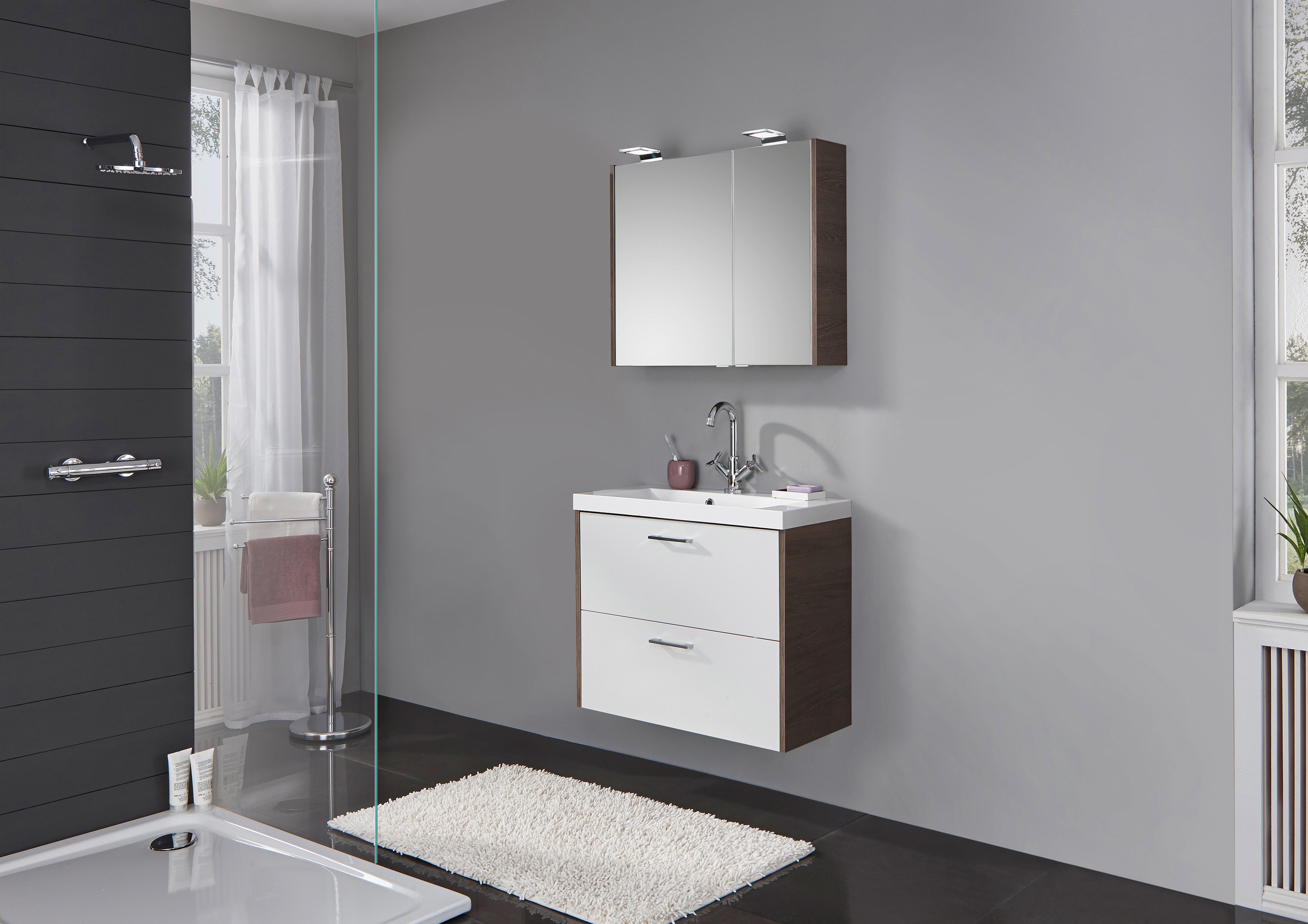 FACKELMANN Einbauwaschbecken »Malua«, Badmöbel Gussmarmor, Breite 80 cm