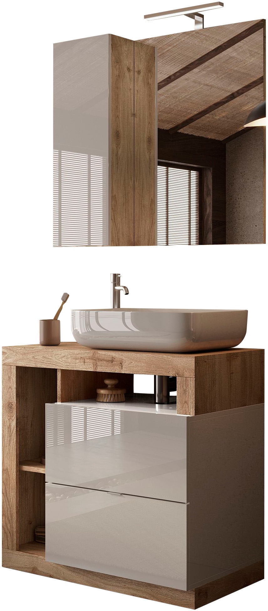 welltime Badmöbel-Set »Hamburg, Badezimmerset 2tlg. Breite 79 cm, Badmöbel, günstig online kaufen