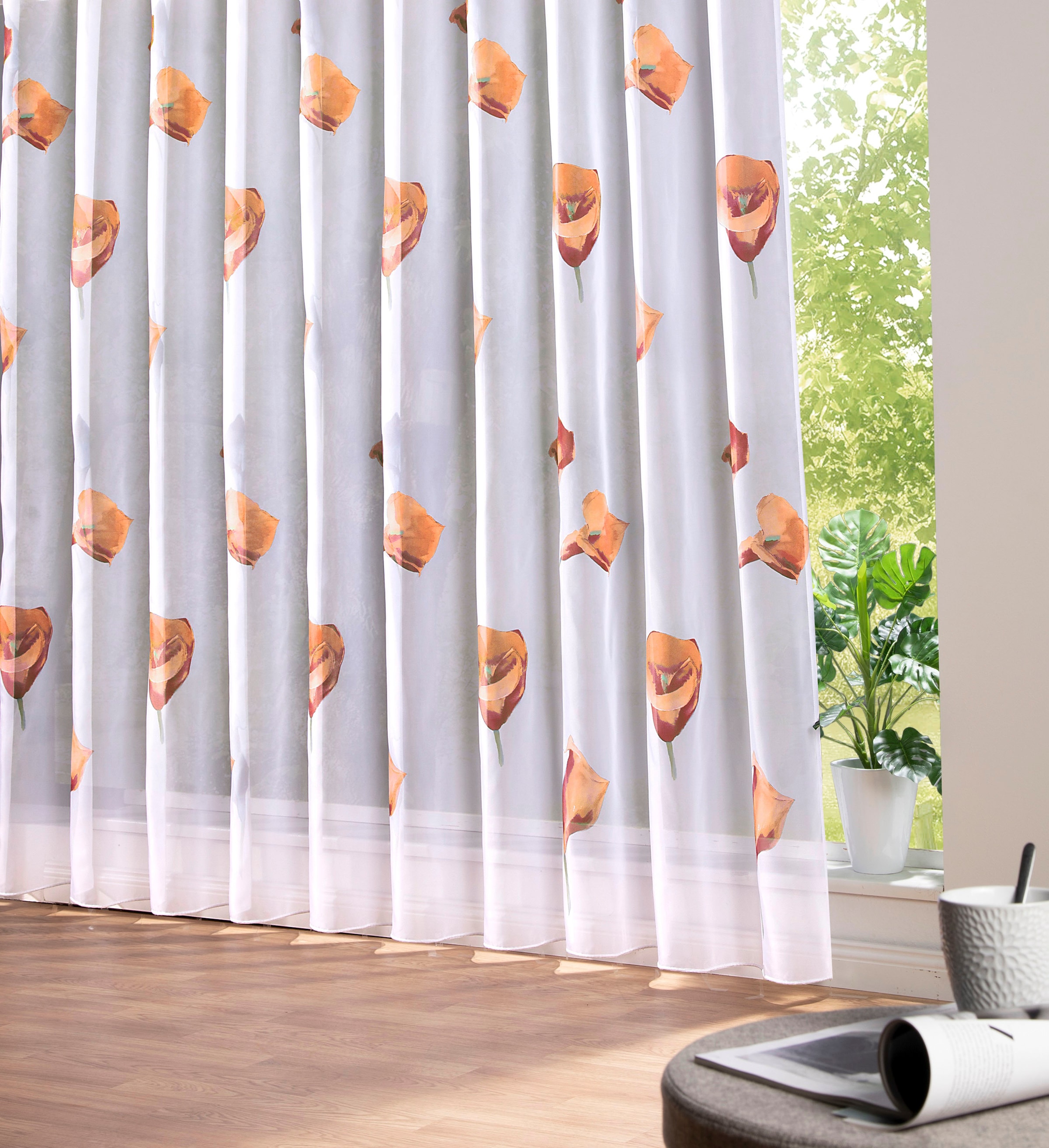 Weckbrodt Gardine »Calla«, (1 St.), Voile, bedruckt, floral, geblümt, halbt günstig online kaufen