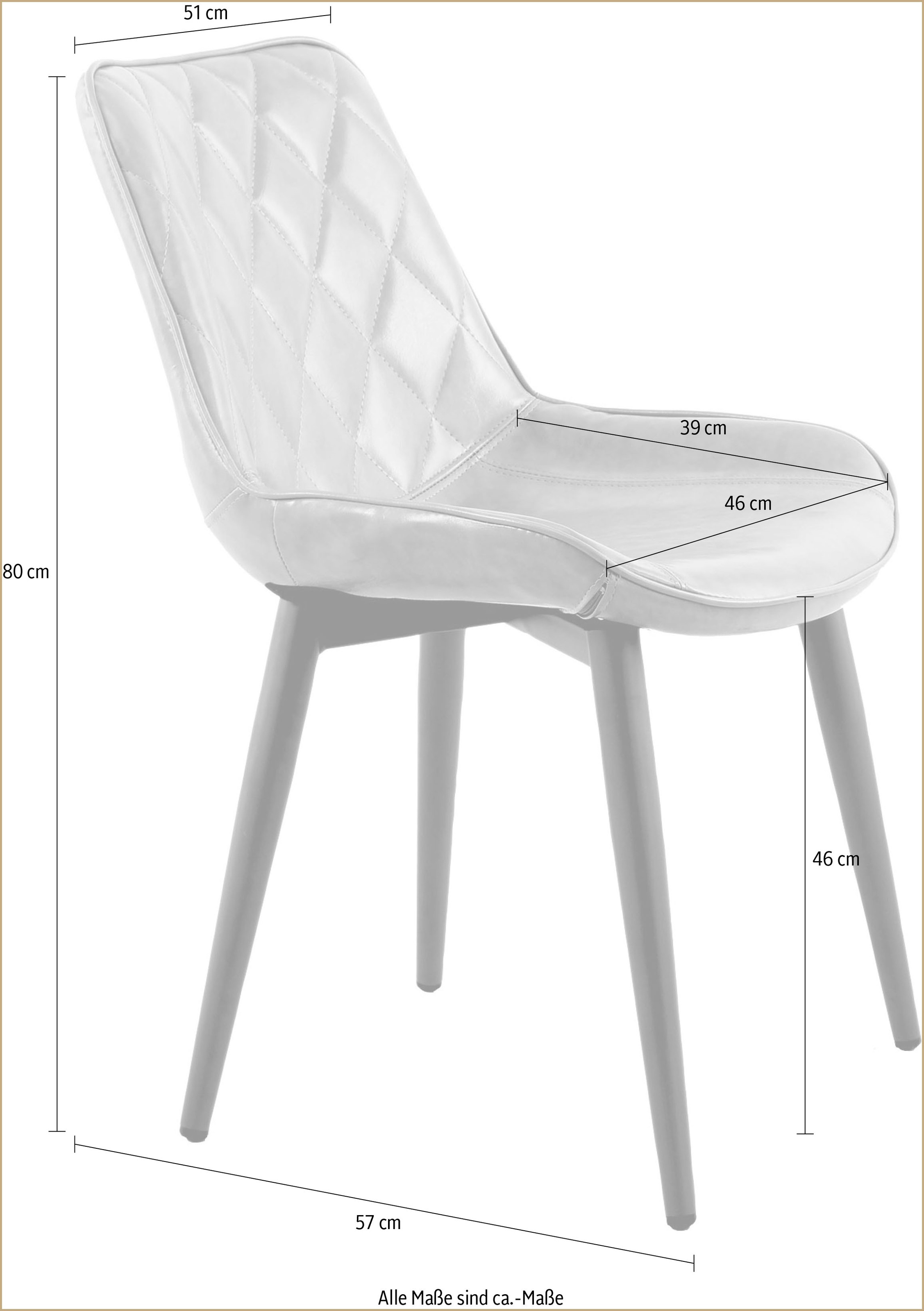 Kayoom Stuhl »Cecil 110« 2er-Set, Rückenlehne mit stilvollem Nahtmuster, komfortable Schaumstoff-Sitzfläche