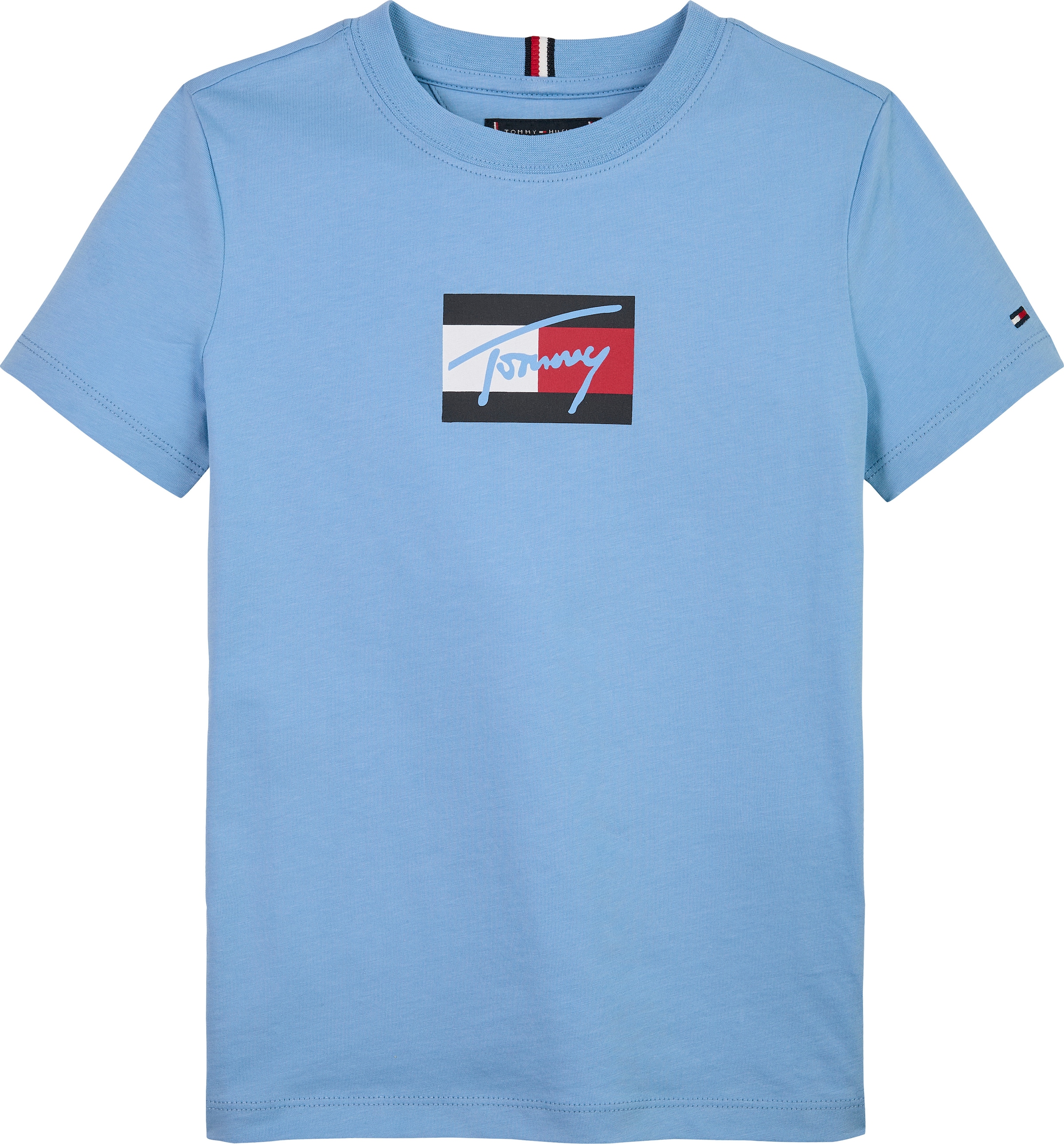 Tommy Hilfiger T-Shirt »TOMMY SCRIPT FLAG PRINT TEE SS«, für Kinder bis 16 Jahre, mit Logo-Print