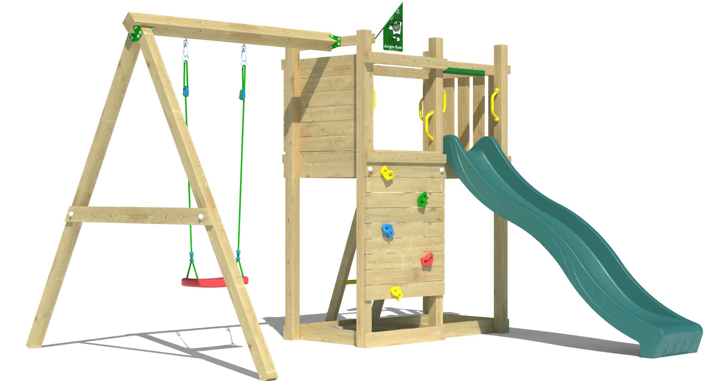 JUNGLE GYM Spielturm »Deck« Spielanlage mit Schaukel und Rutsche mit Wasseranschluss dunkelgrün