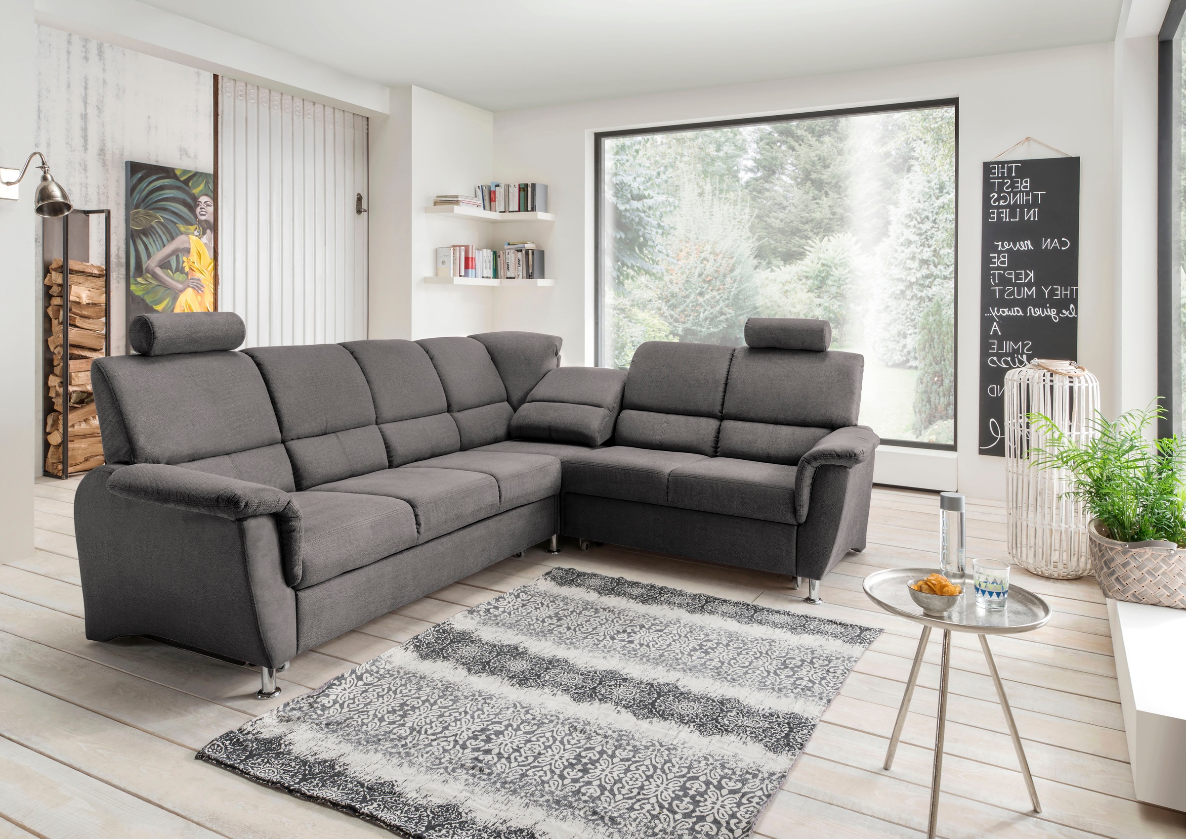 Home affaire Ecksofa »Pisa L-Form, mit Schlaffunktion, Stauraum, 2x höhenve günstig online kaufen
