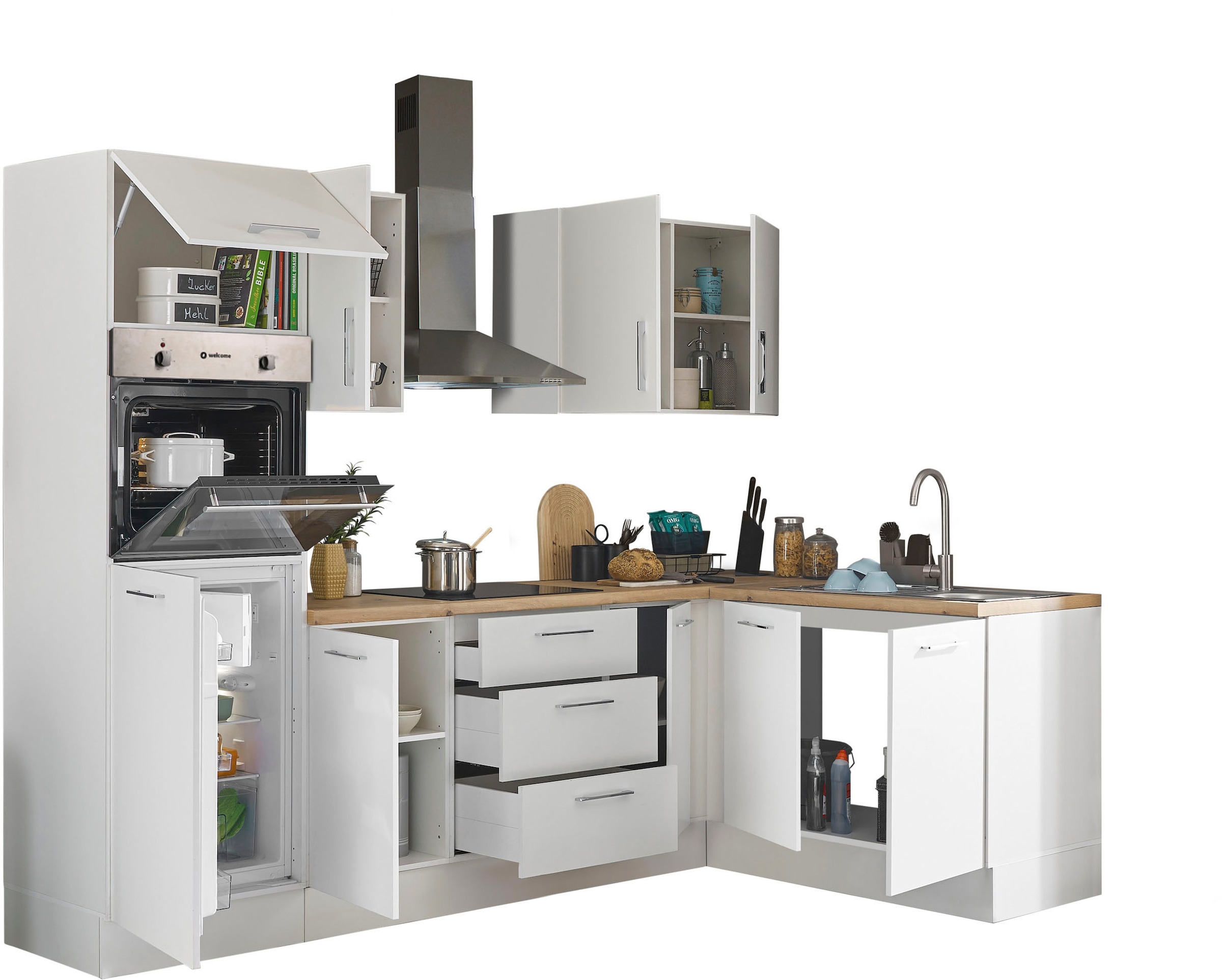 BASIC by Balculina Winkelküche »Turin«, Stellbreite 270x175 cm, wahlweise mit E-Geräten