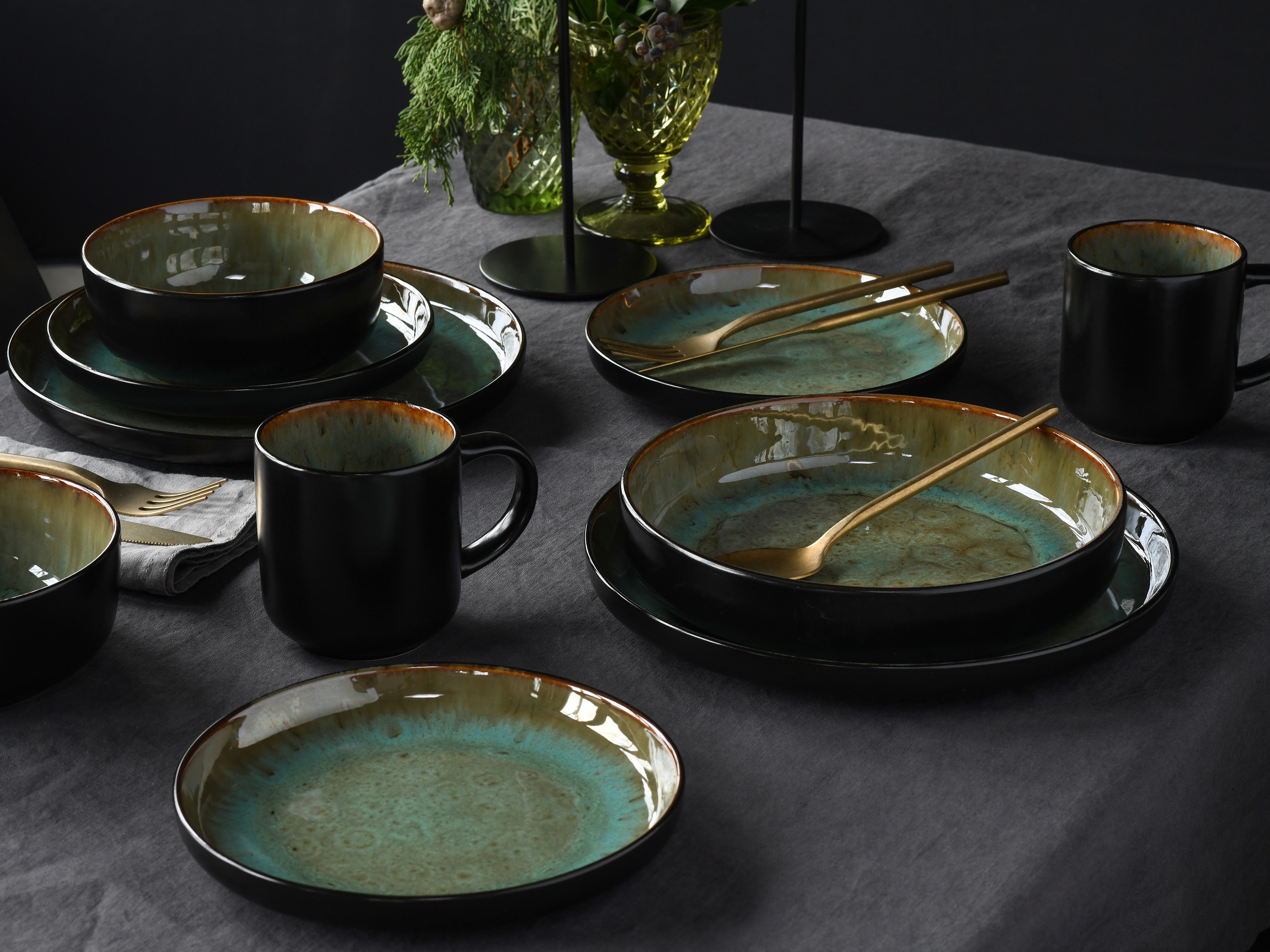 CreaTable Kombiservice »Nordic Fjord, Kombiservice 16-tlg« Reaktivglasur, S günstig online kaufen