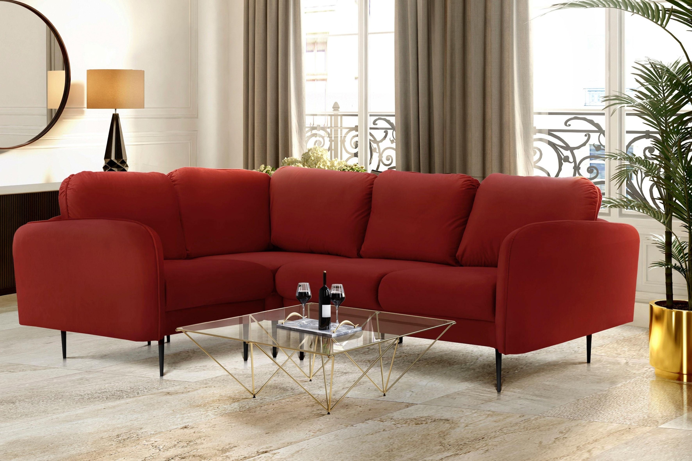 Home affaire Ecksofa »Skidi L-Form« mit losen Rückenkissen und Keder oben a günstig online kaufen