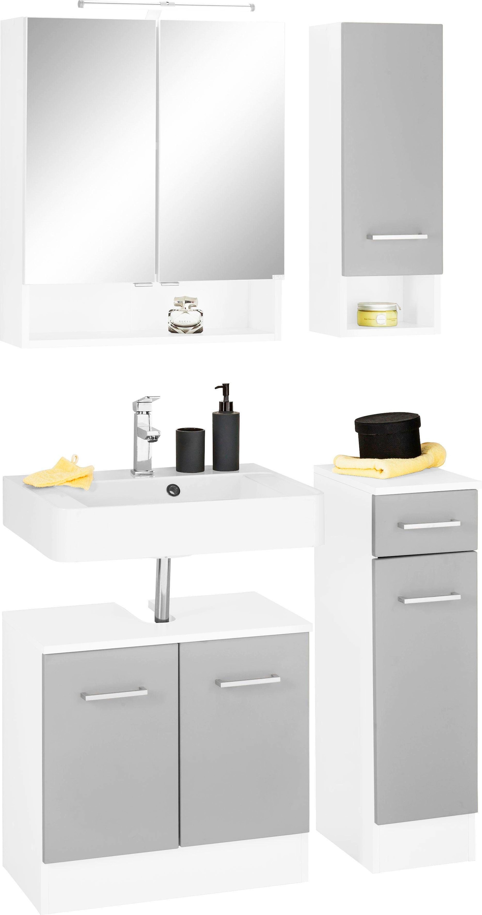 welltime Badmöbel-Set »Ribera« 4 Stk. tlg. Spiegelschrank, Waschplatz, Häng günstig online kaufen