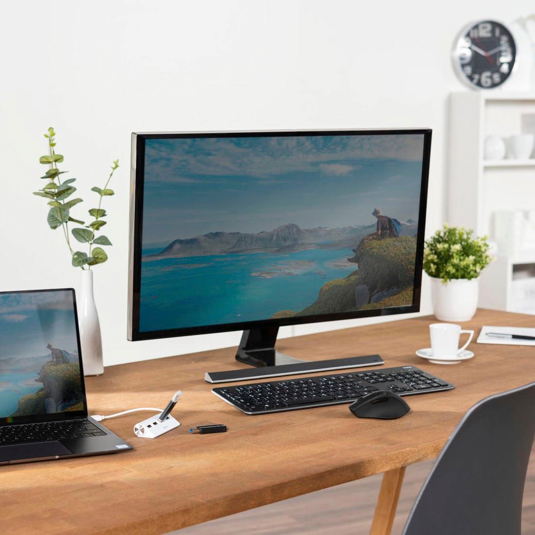 Hama USB-Adapter »USB-Hub mit 4 USB-A Ports, USB-A Stecker, 480 Mbit/s, 15 cm Kabellänge« 15 cm Verbinden von PC, Notebook, Tablet mit USB-Stick, Tastatur, Drucker