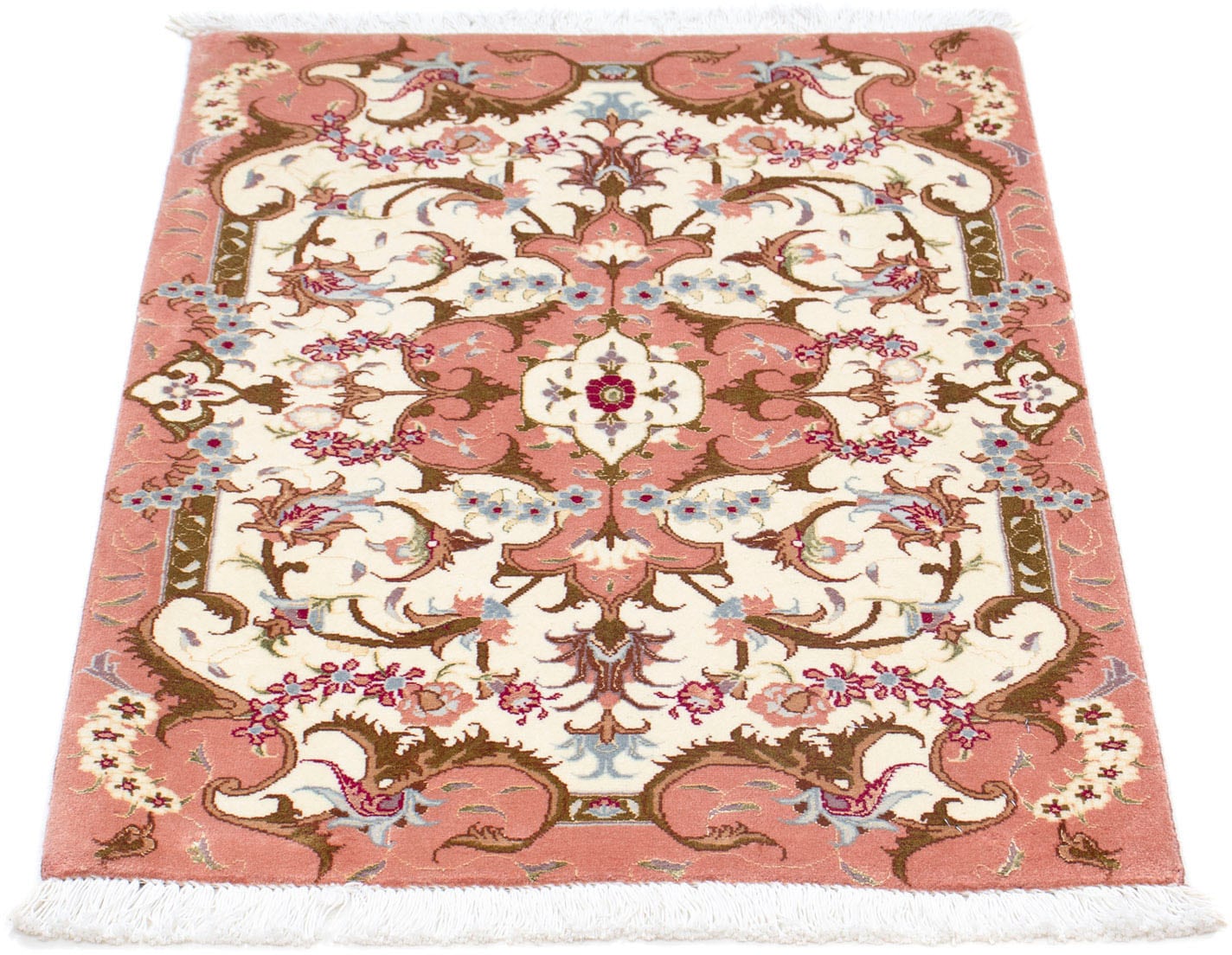 morgenland Wollteppich »Täbriz - 50 Raj Blumenmuster Beige 86 x 60 cm«, rec günstig online kaufen