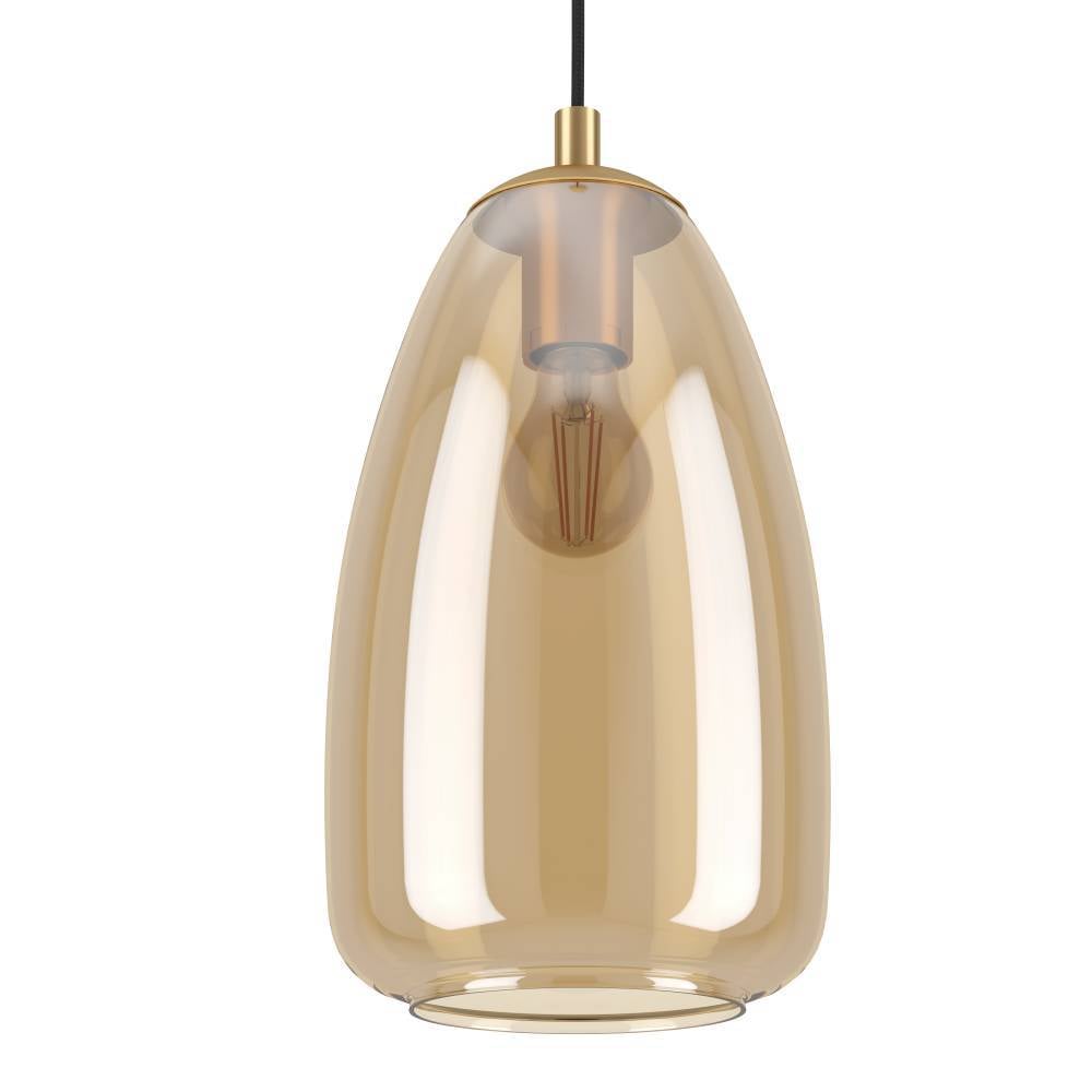 EGLO Hängeleuchte »ALOBRASE Pendellampe, Stahl und Glas, Esstischlampe, E27, IP20, Lampe«, 1 flammig, Leuchtmittel E27 | ohne Leuchtmittel, Elegante Hängelampe für Esszimmer, Küche oder Wohnzimmer