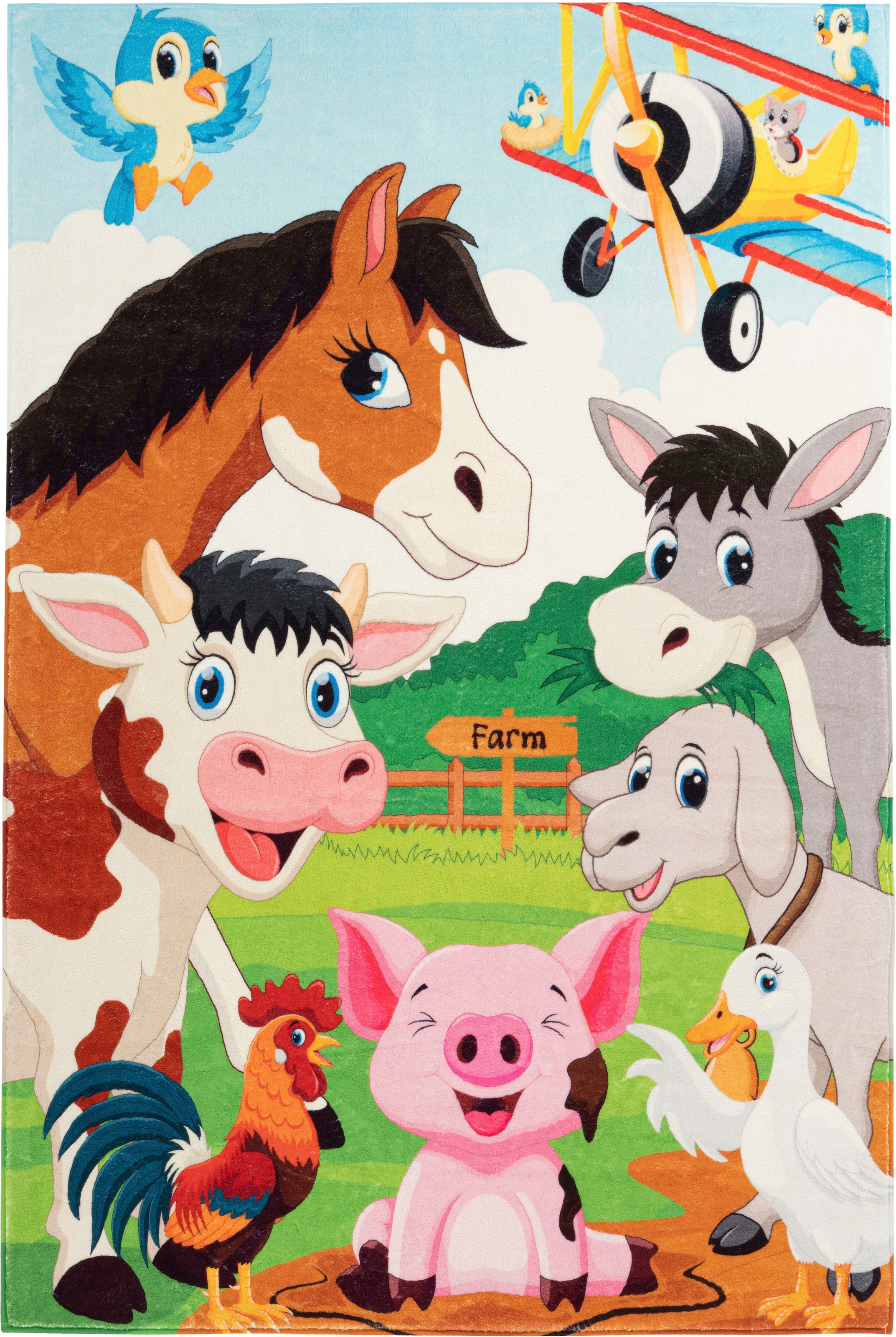 Obsession Kinderteppich »My Juno 472«, rechteckig, 10 mm Höhe, Spielteppich, Motiv Bauernhof-Tiere, Kinderzimmer