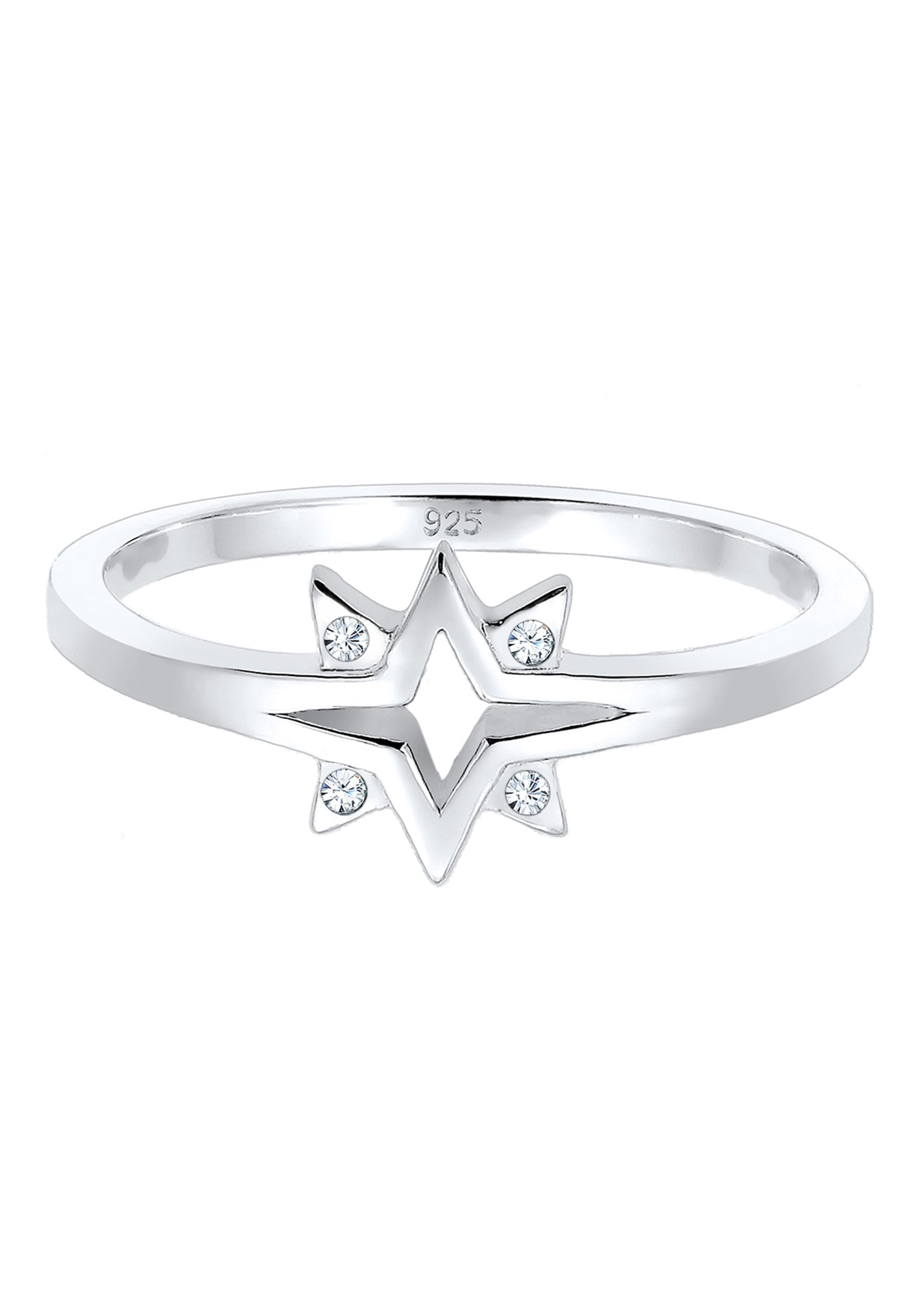 Elli Fingerring »Stern Glas Kristalle Weiß 925 Sterling Silber«