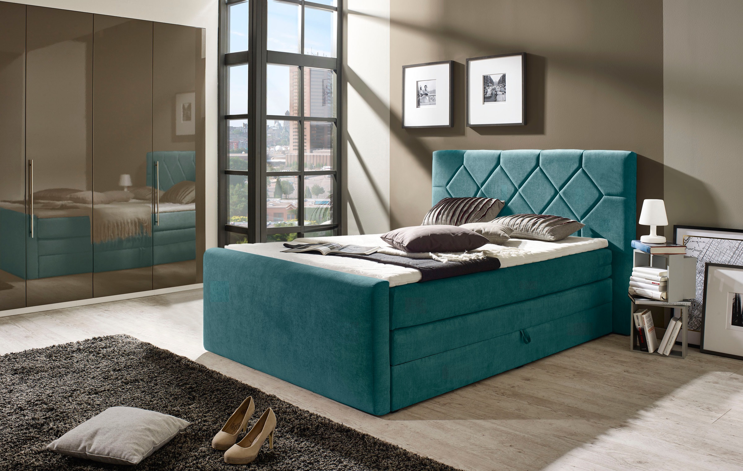 PLACES OF STYLE Boxspringbett "Atlanta" inklusive Topper und Bettkasten günstig online kaufen