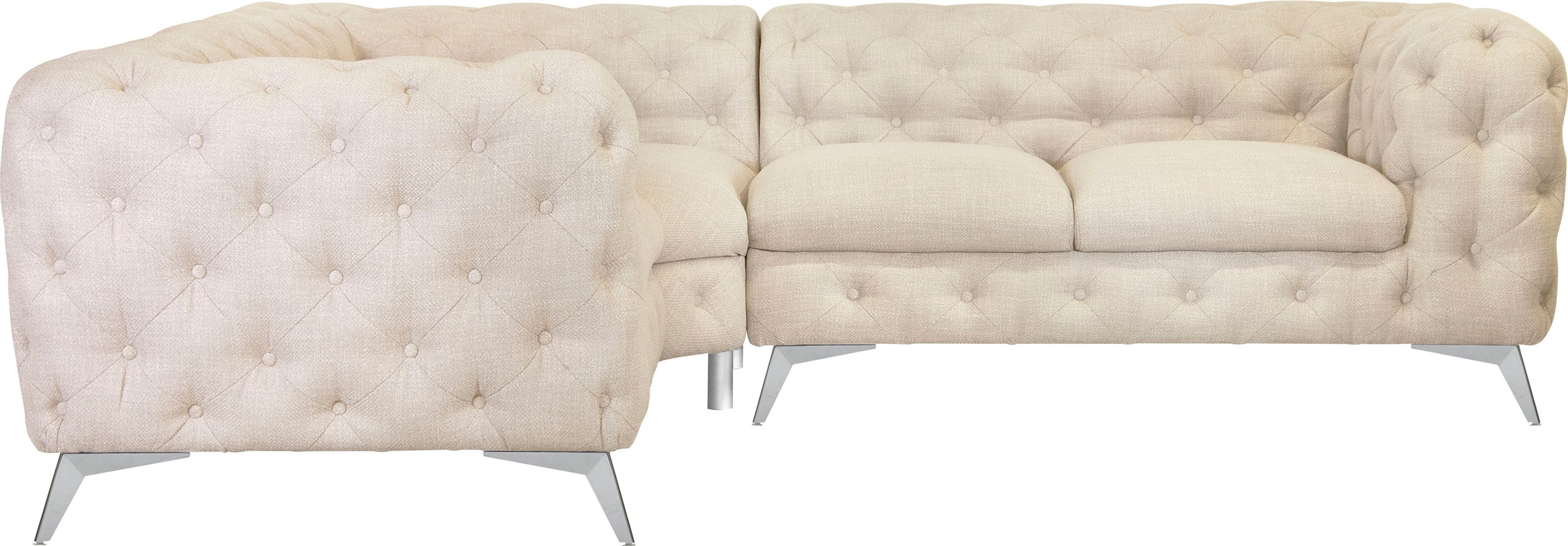 Leonique Chesterfield-Sofa »Ecksofa GLYNIS L-Form mit Wellenunterfederung, günstig online kaufen