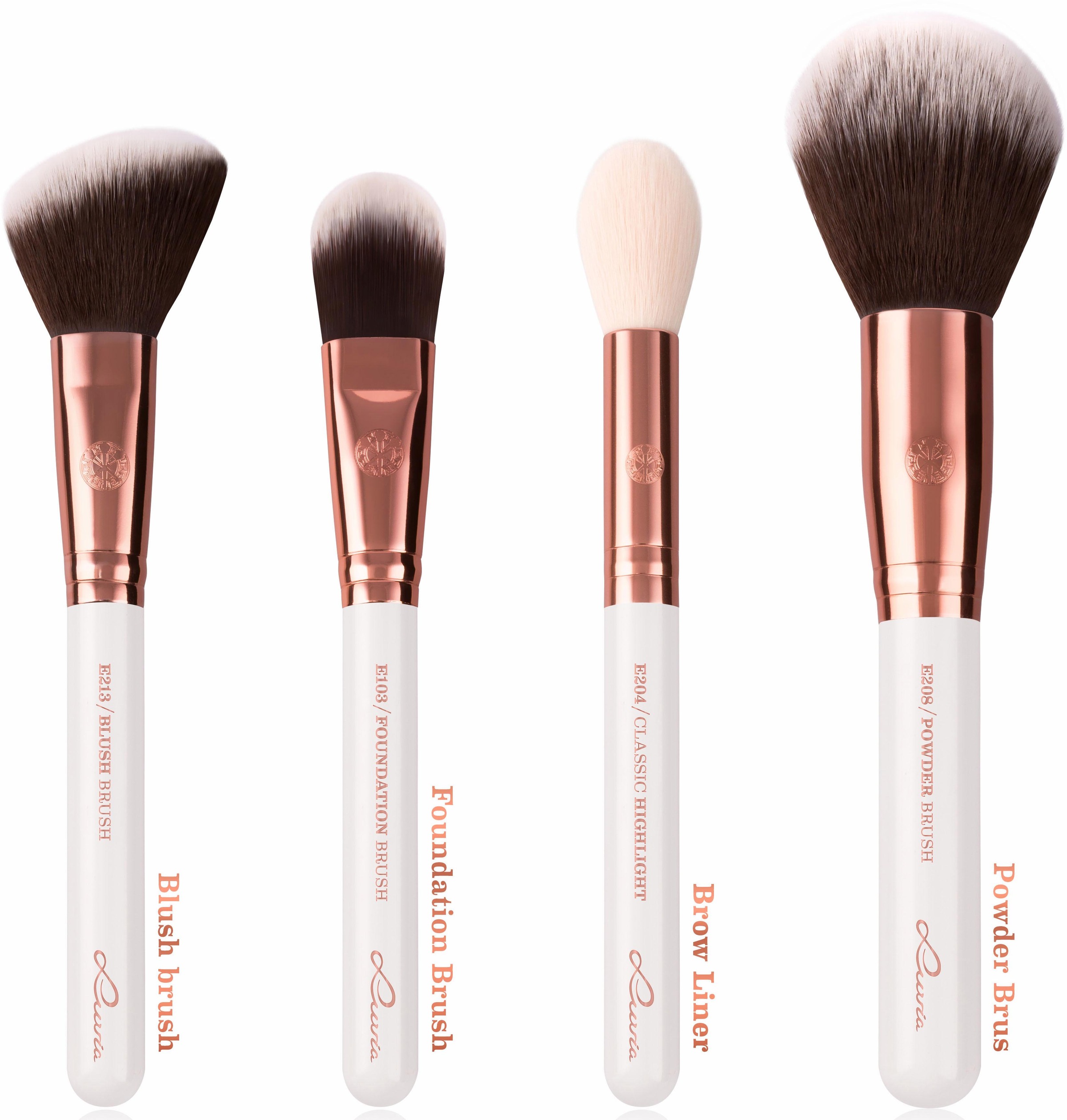 Luvia Cosmetics Kosmetikpinsel-Set »Essential Brushes - Feather White«, (15 tlg., inkl. Pinseltasche), vegan