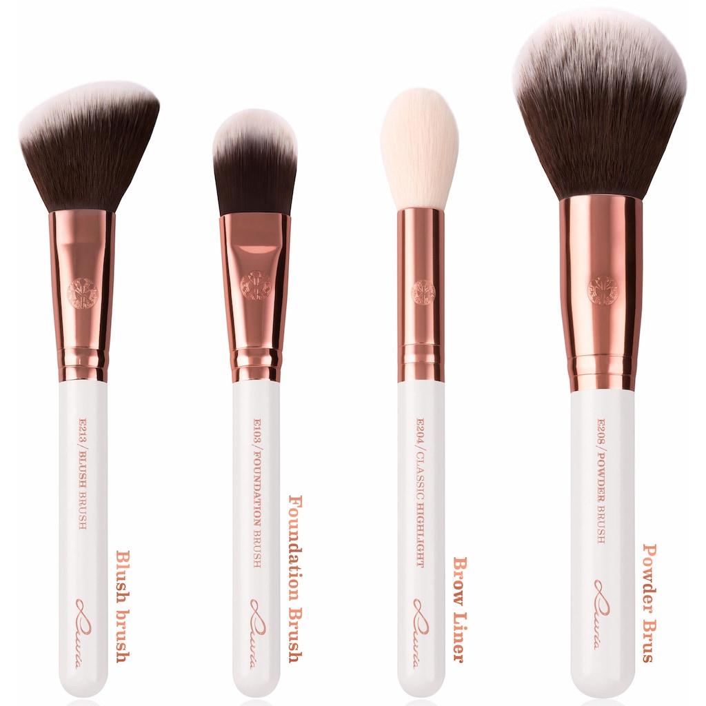 Luvia Cosmetics Kosmetikpinsel-Set »Essential Brushes - Feather White«, (15 tlg., inkl. Pinseltasche)