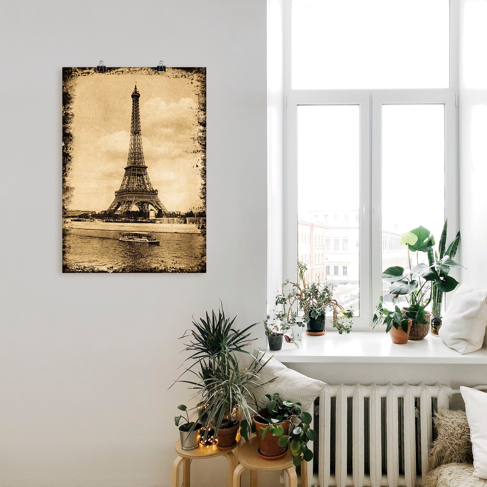 Artland Poster »Paris - Eiffelturm Vintage«, Gebäude, (1 St.), als Leinwandbild, Wandaufkleber oder Poster in versch. Größen