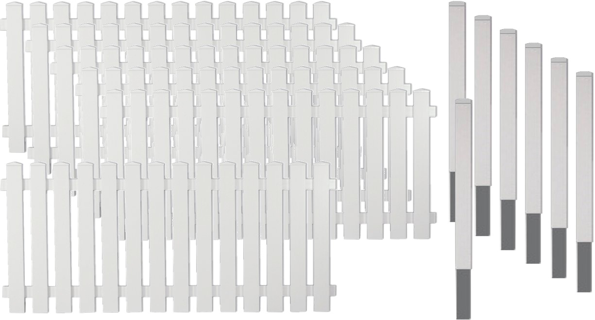 Tetzner & Jentzsch Gartenzaun »Lexington 4«, Kunststoff, 80 cm hoch, 6 Elemente für 11,43 m, mit 7 Alu-Pfosten