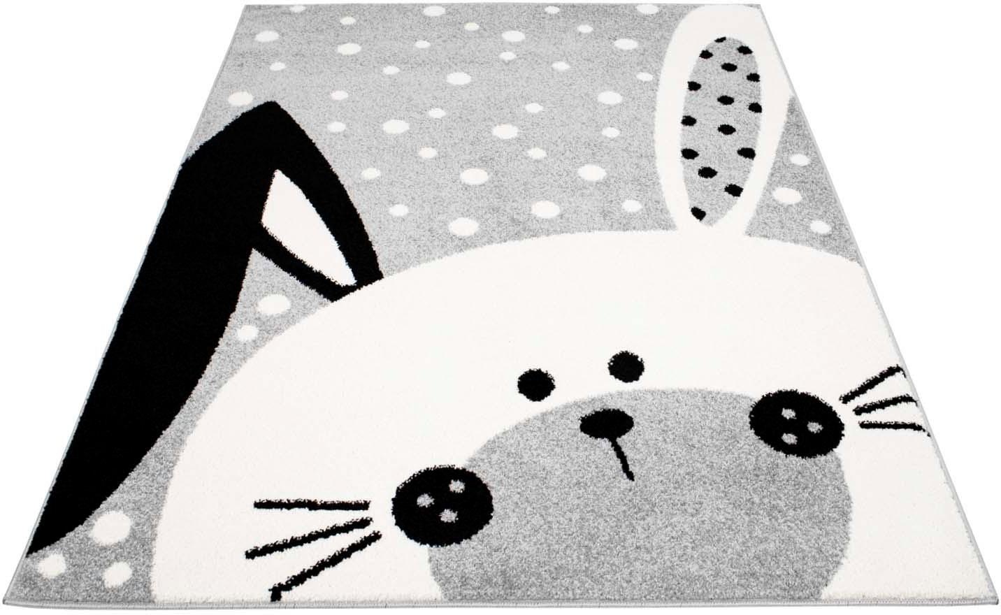 Carpet City Kinderteppich »Bubble Kids 1316«, rechteckig, 11 mm Höhe, Spielteppich, Hase, Weicher Flor, Pflegeleicht, Kinderzimmer