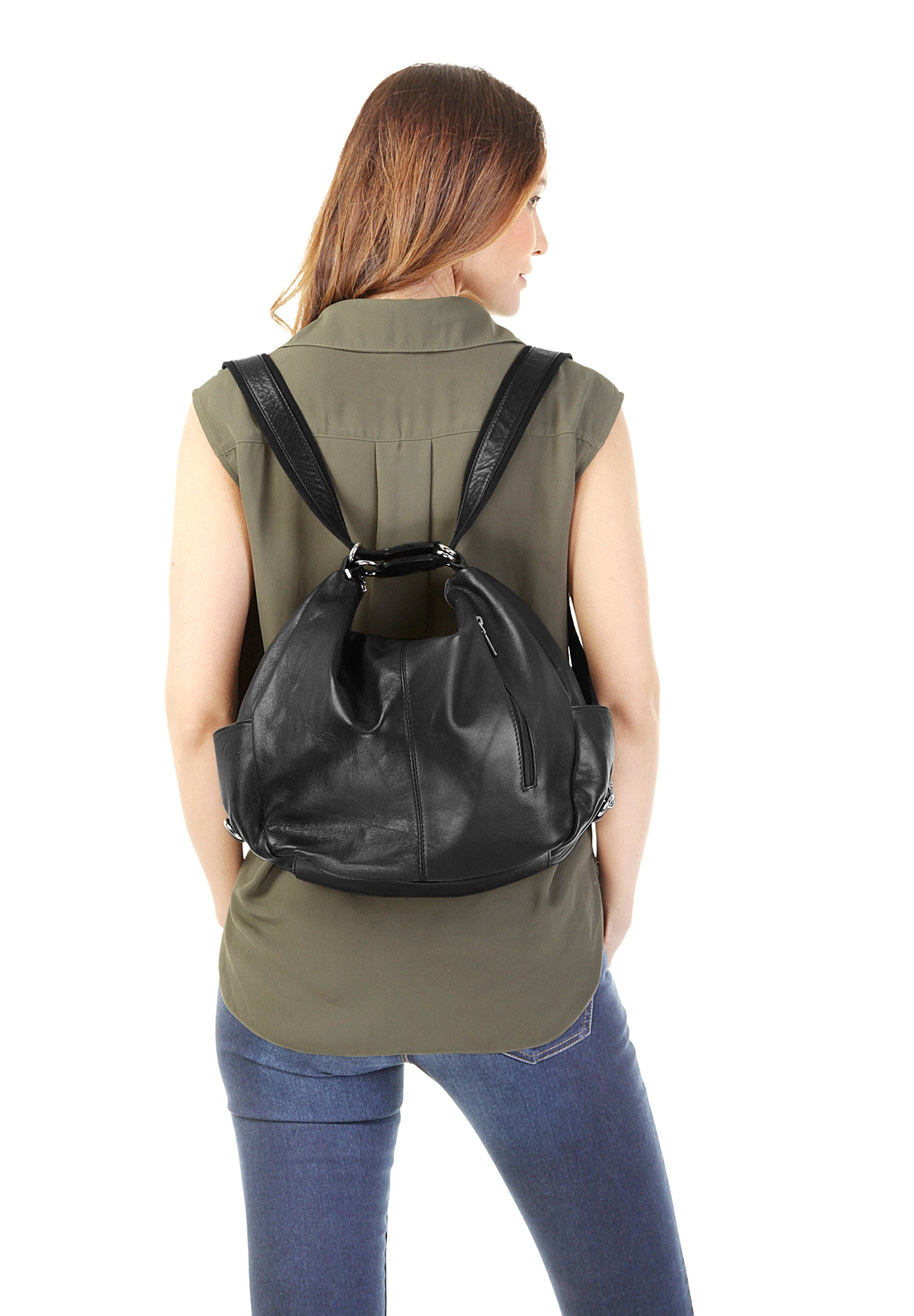 Cluty Laptoprucksack, echt Leder, Made in Italy