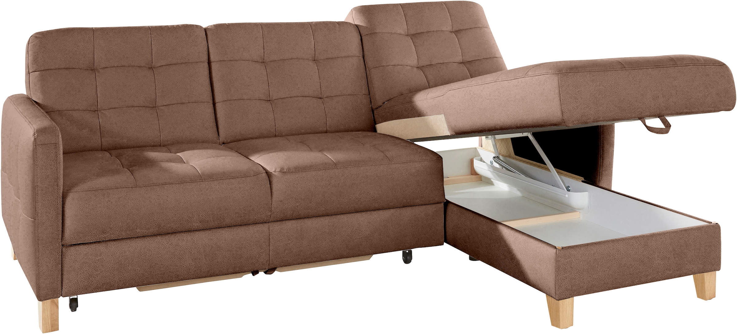 exxpo - sofa fashion Ecksofa »Elio, kompakt und komfortabel, bequem und zeitloses Design, L-Form«, wahlweise mit Bettfunktion