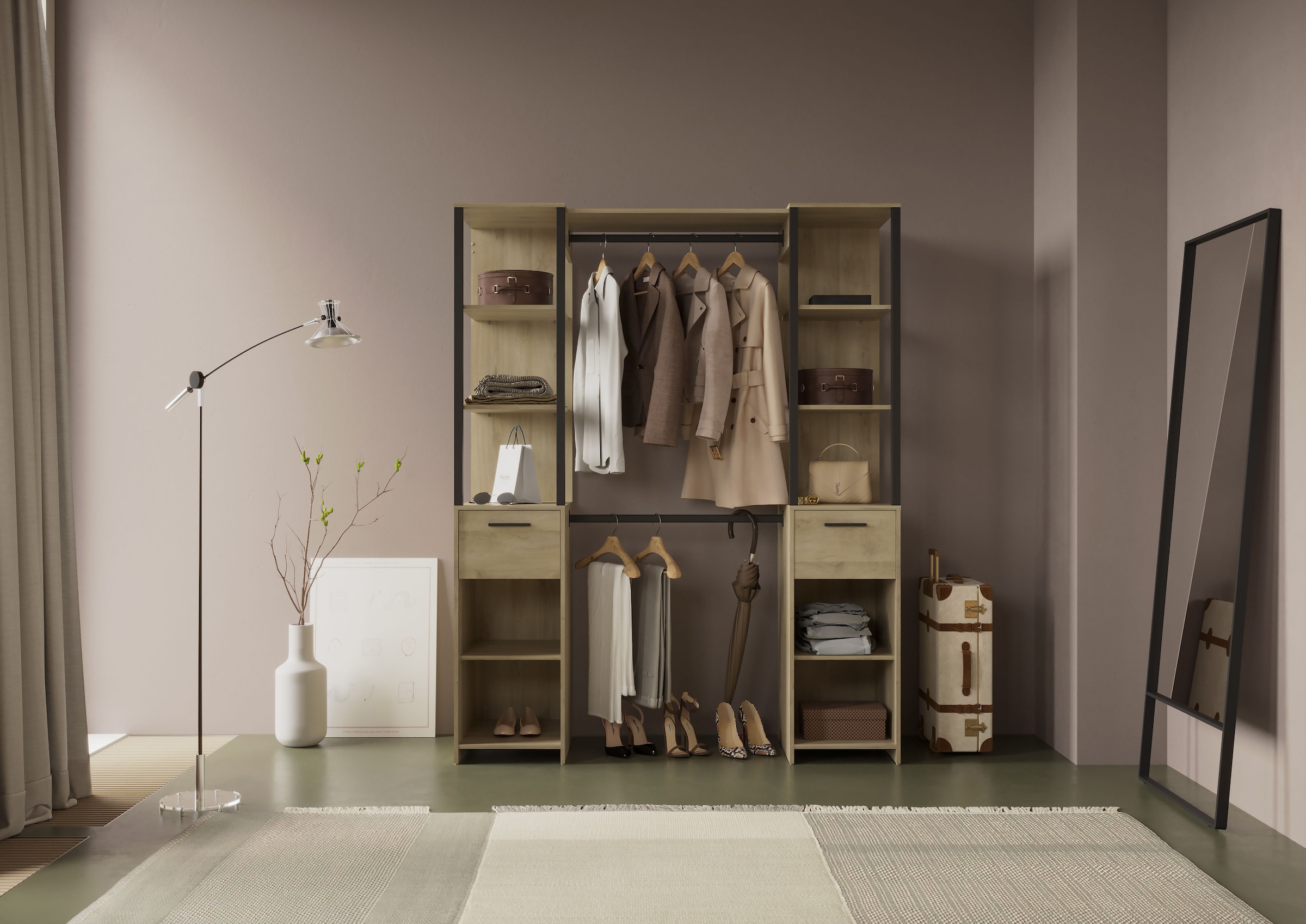 Demeyere GROUP Vorhang-Schrank »Gary« B/H/T ca. 160/200/50cm,  platzsparendes Design,