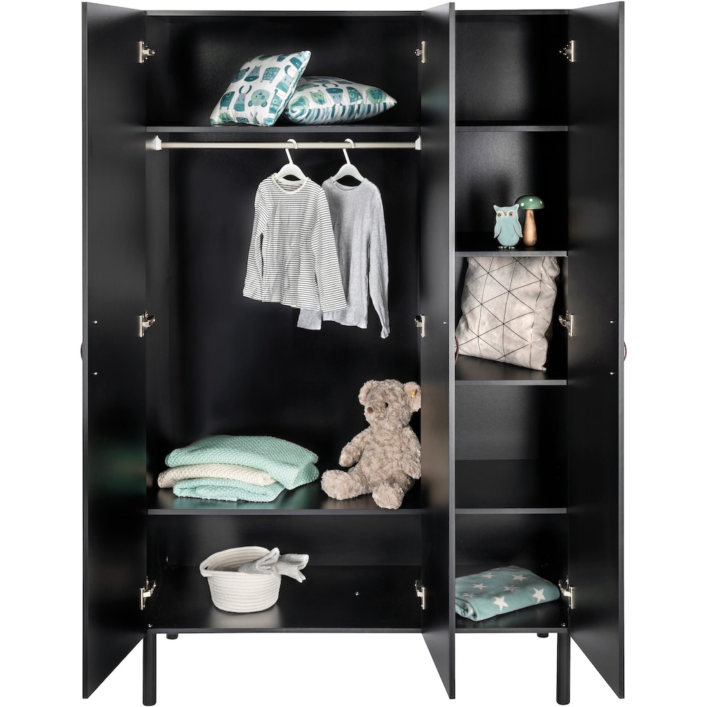 Schardt Babyzimmer-Komplettset »Camiel Black«, (3 St., Kinderbett, Schrank, Wickelkommode)