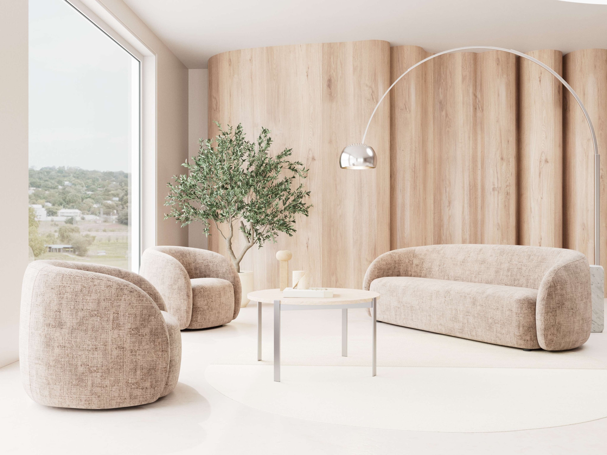 ACTONA GROUP Polsterstuhl »Loungestuhl« () Stuhl, beige, drehfunk, 81x83x76