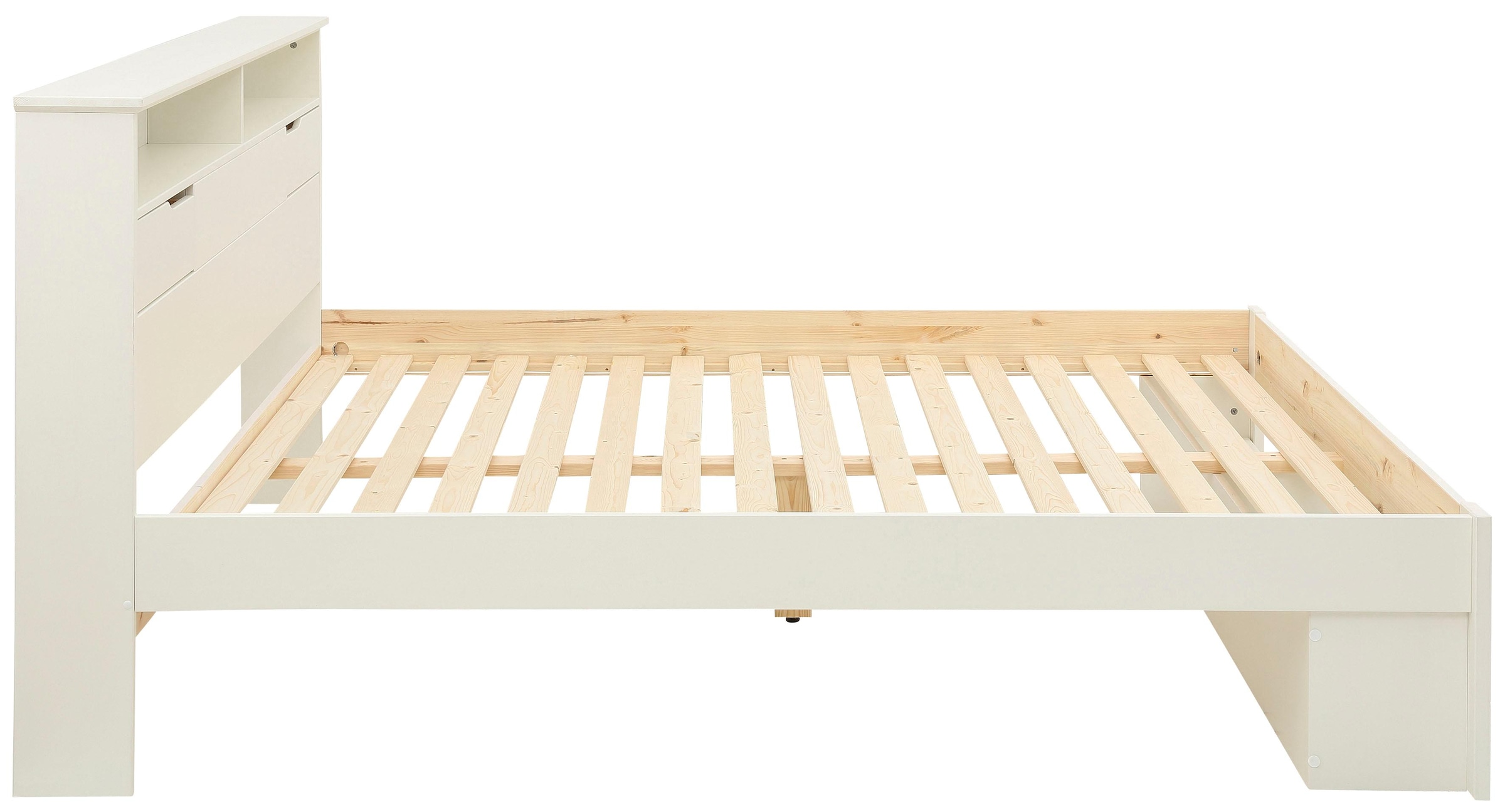 5. Bild von Home affaire Stauraumbett »"NARA" platzsparend, viel Stauraum,«, zertifiziertes Massivholz mit MDF, Regale am Kopf- und Fußteil