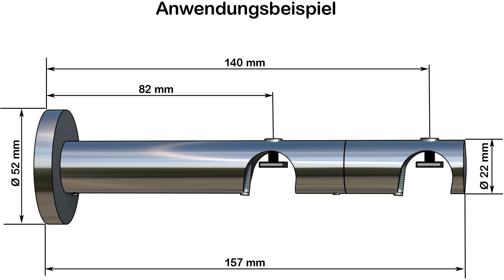 indeko Kombiträger, (1 St.), Ø 20 mm für Vorhangstangen und Innenlaufsysteme