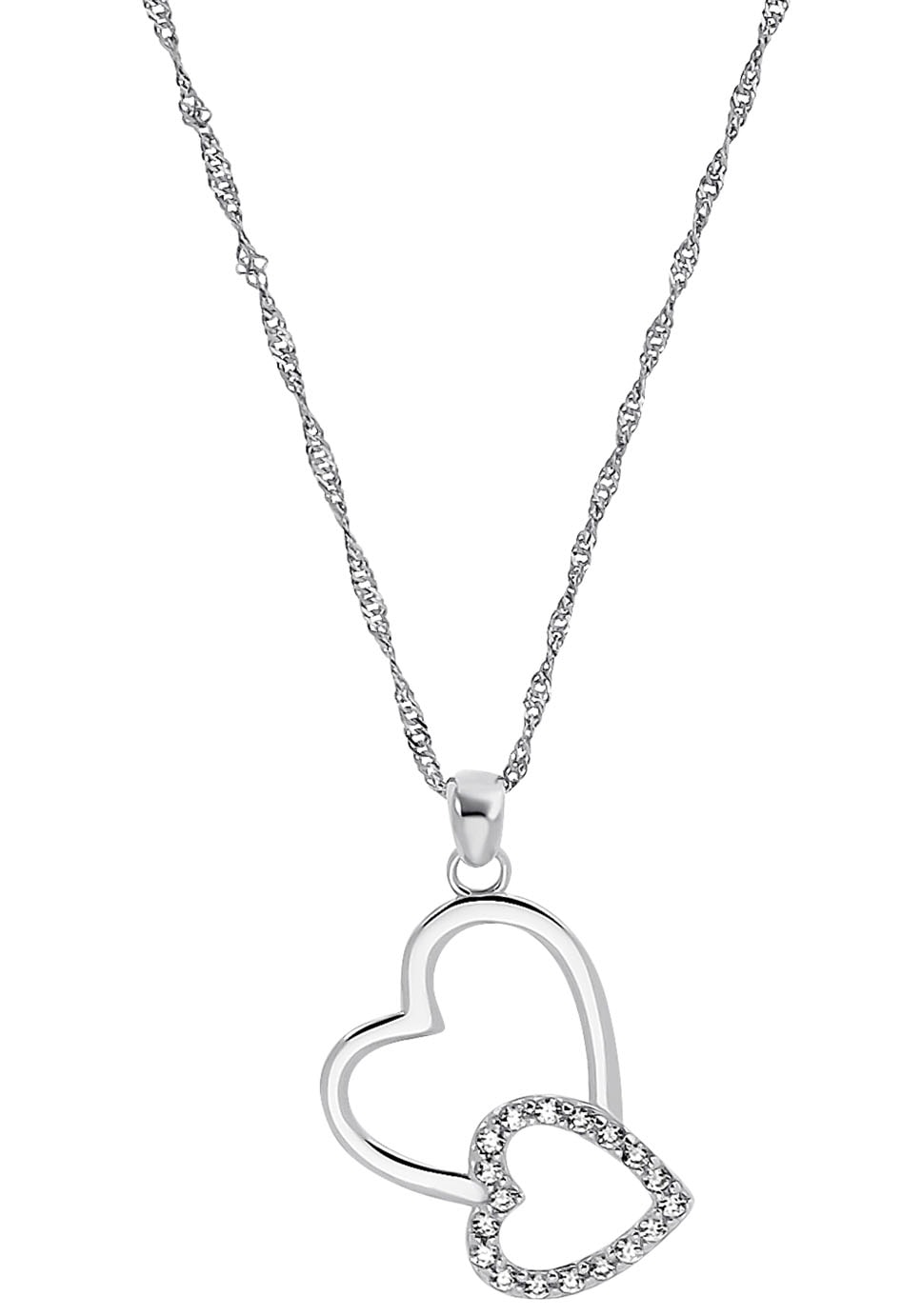 Amor Kette mit Anhänger »Heart in Heart, 9188307«, mit Zirkonia im  Online-Shop kaufen | Silberarmbänder