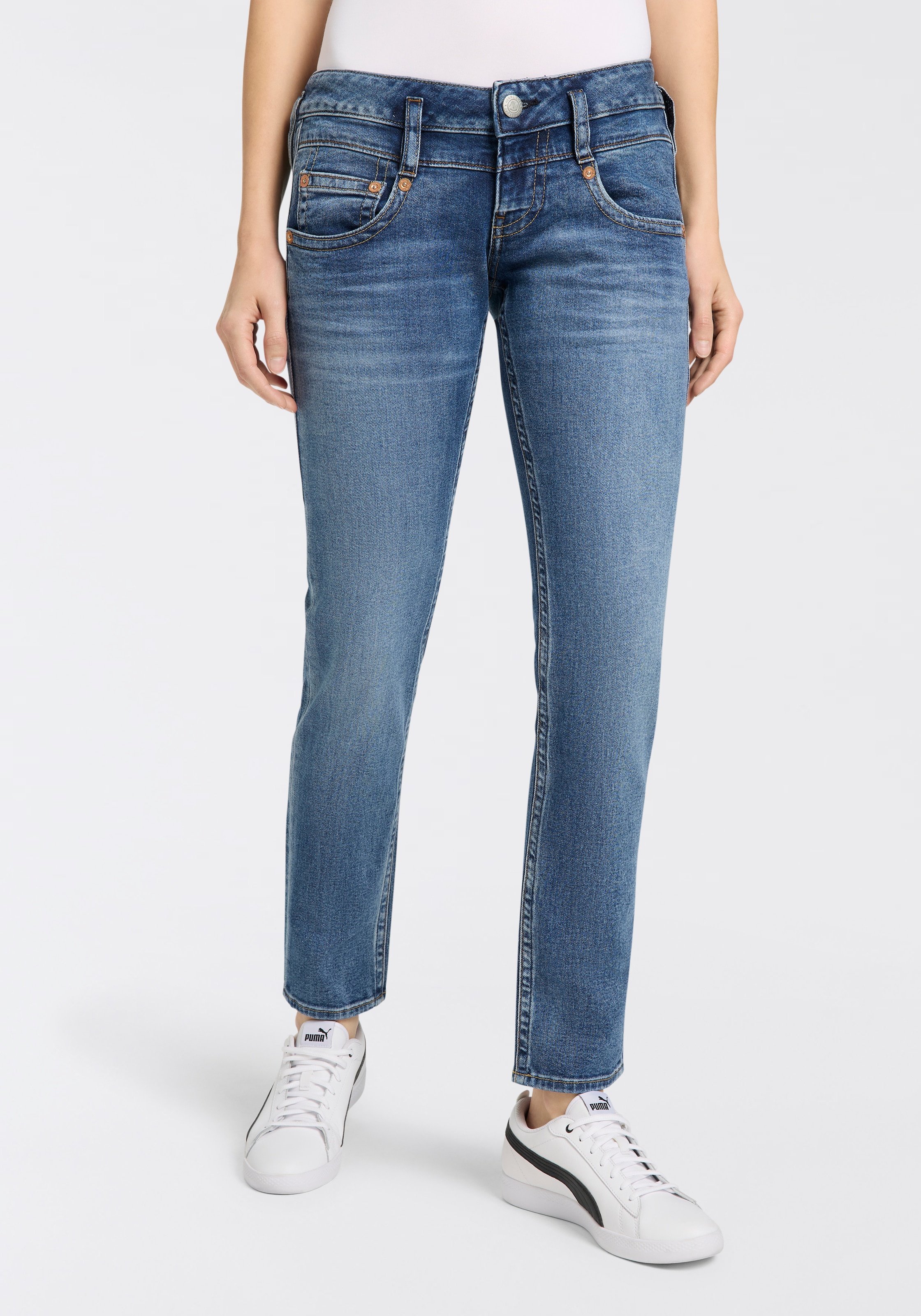 Herrlicher Slim-fit-Jeans »Pitch Slim Denim Stretch«, mit niedriger Taille