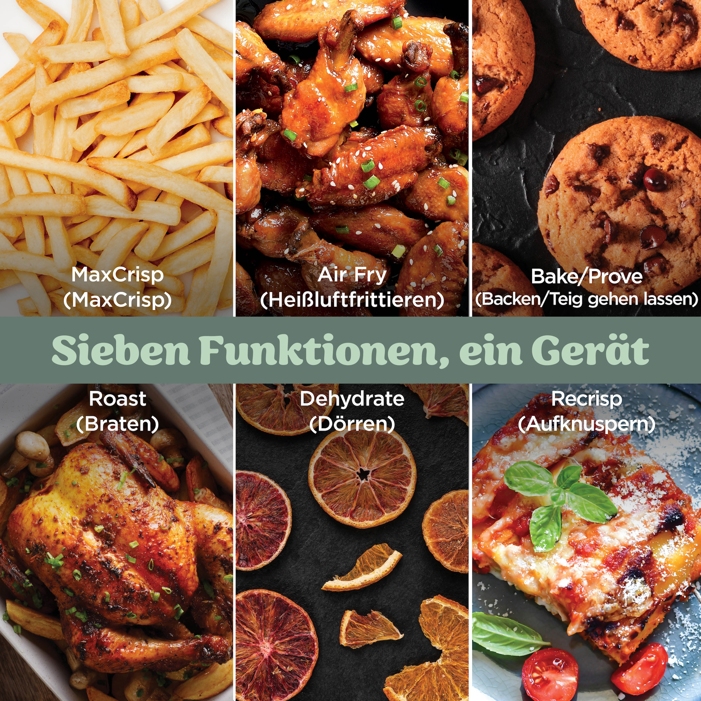 NINJA Heißluftfritteuse »CRISPi PRO 7-in-1 Glas-Air-Fryer - Beige AS101EULG« 2050 W 7 Kochfunktionen, Vorbereitung, Zubereitung + Aufbewahrung von Speisen