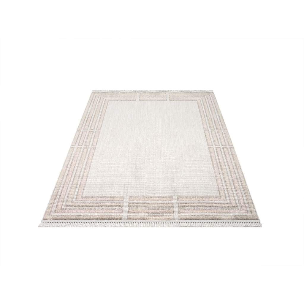 Carpet City Teppich »CLASICO 9068«, rechteckig, 11 mm Höhe, Läufer, Kurzflor, Hochtief-Muster, Boho, Fransen, Wohnzimmer