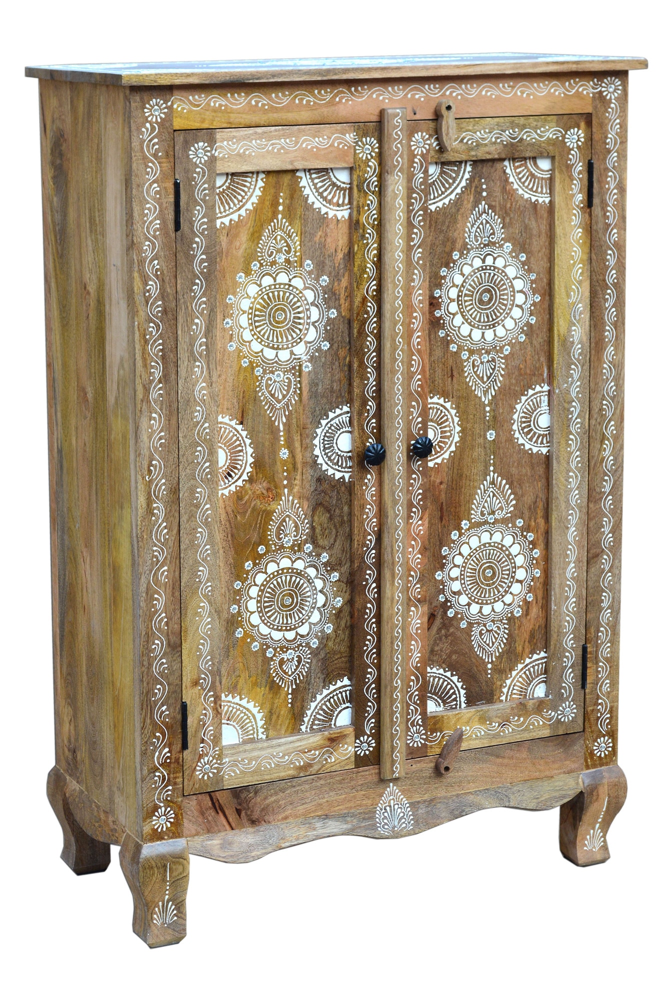 Home affaire Highboard »Gullaba«, Kommode, Hand bemalt, Breite/Höhe 80/120 cm