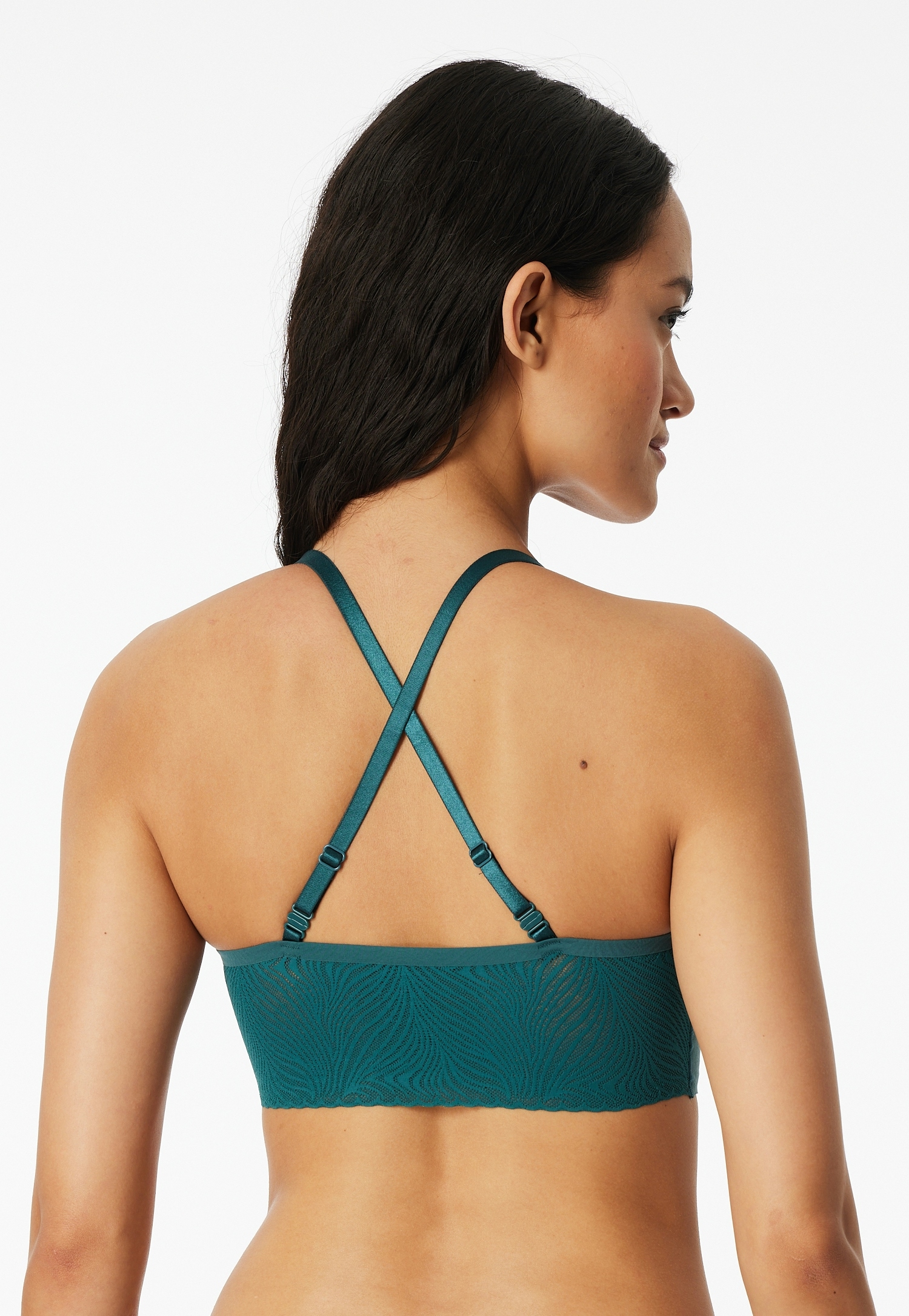 Schiesser Bustier »Invisible Soft Lace« herausnehmbare Pads, V-Ausschnitt, Spitze vorn, Lasercut-Abschlüsse
