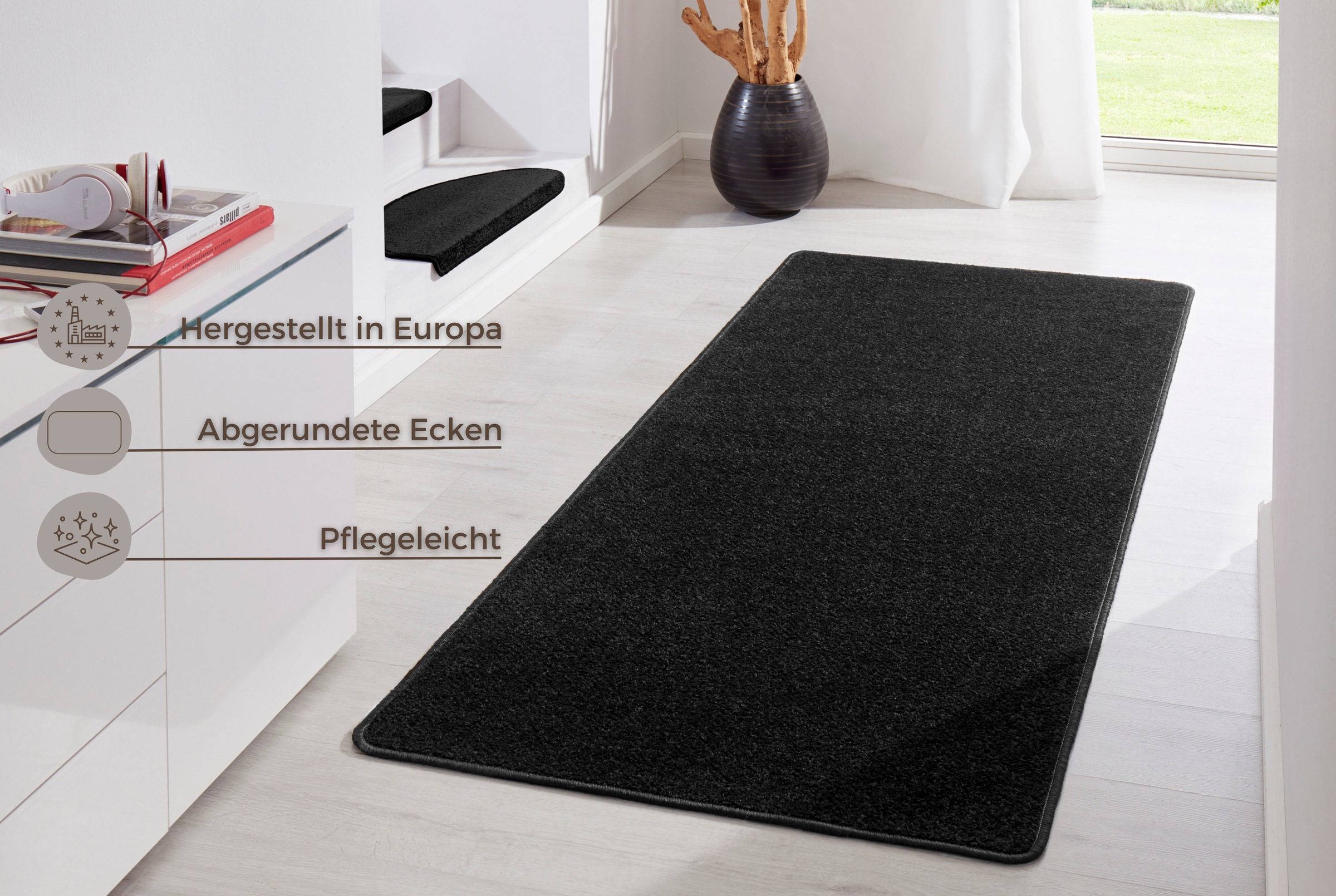 HANSE Home Teppich »Fancy«, rechteckig, 7 mm Höhe, Kurzflor, Läufer, uni, g günstig online kaufen