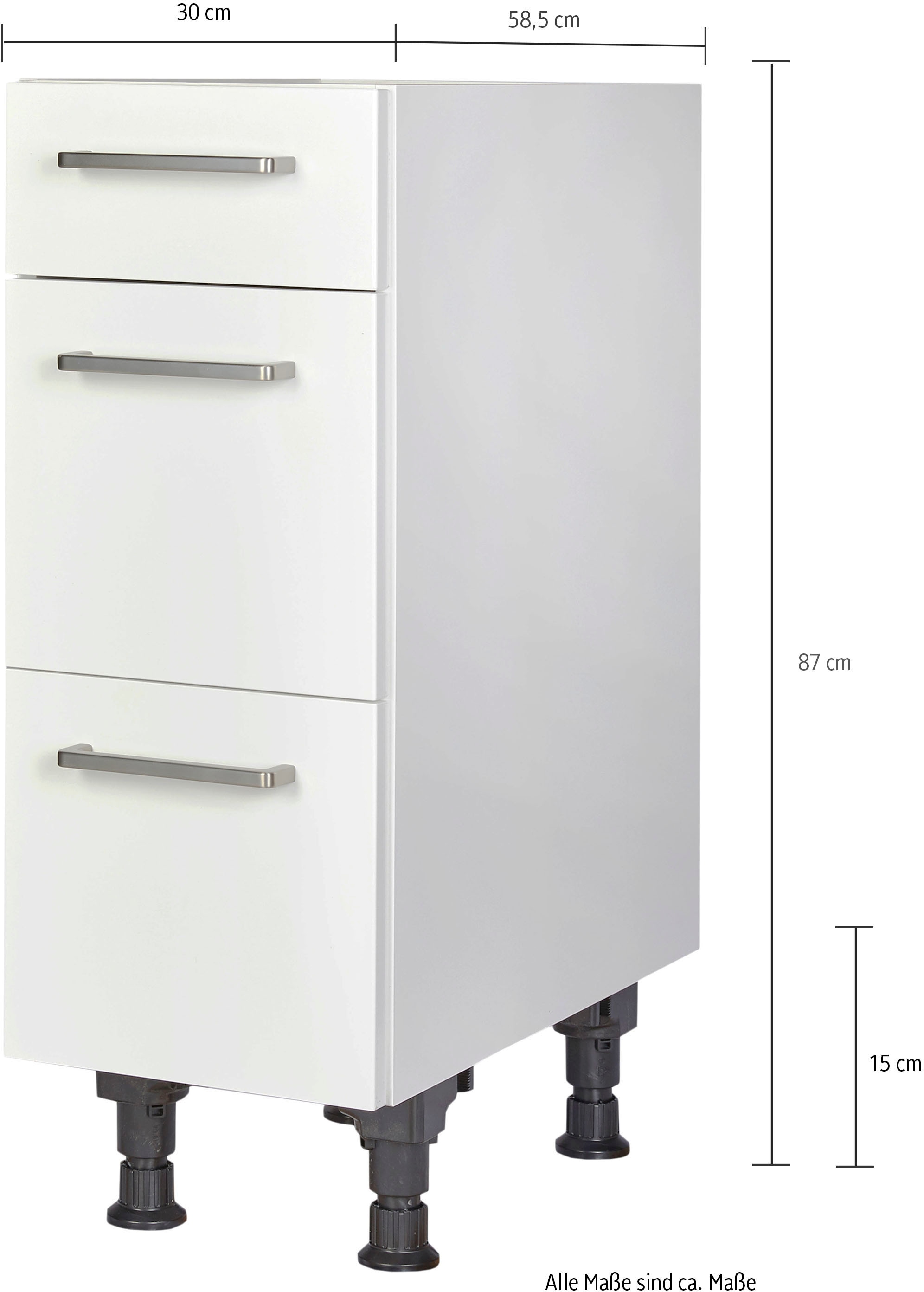 nobilia® Unterschrank »"Touch", vormontiert, mit höhenverstellbaren Sockelfüßen, in den« Breiten 30, 45, 60 und 90 cm, mit Schubkasten und Auszügen