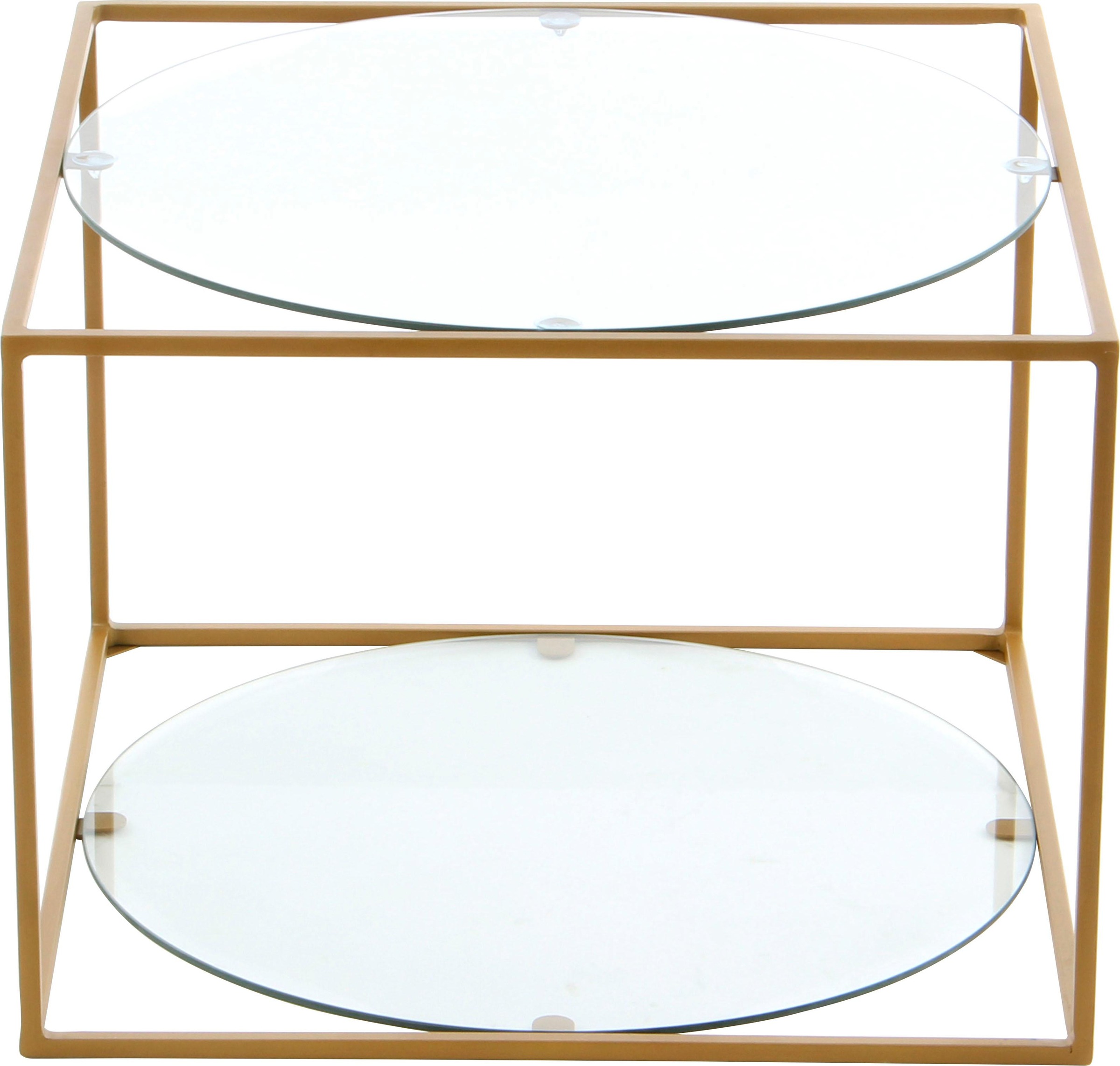 Kayoom Beistelltisch »Cody, Beistelltisch in Würfelform, offenes, modernes Design«, (1 St.), moderne Kubusform mit runden Ablageflächen aus Glas