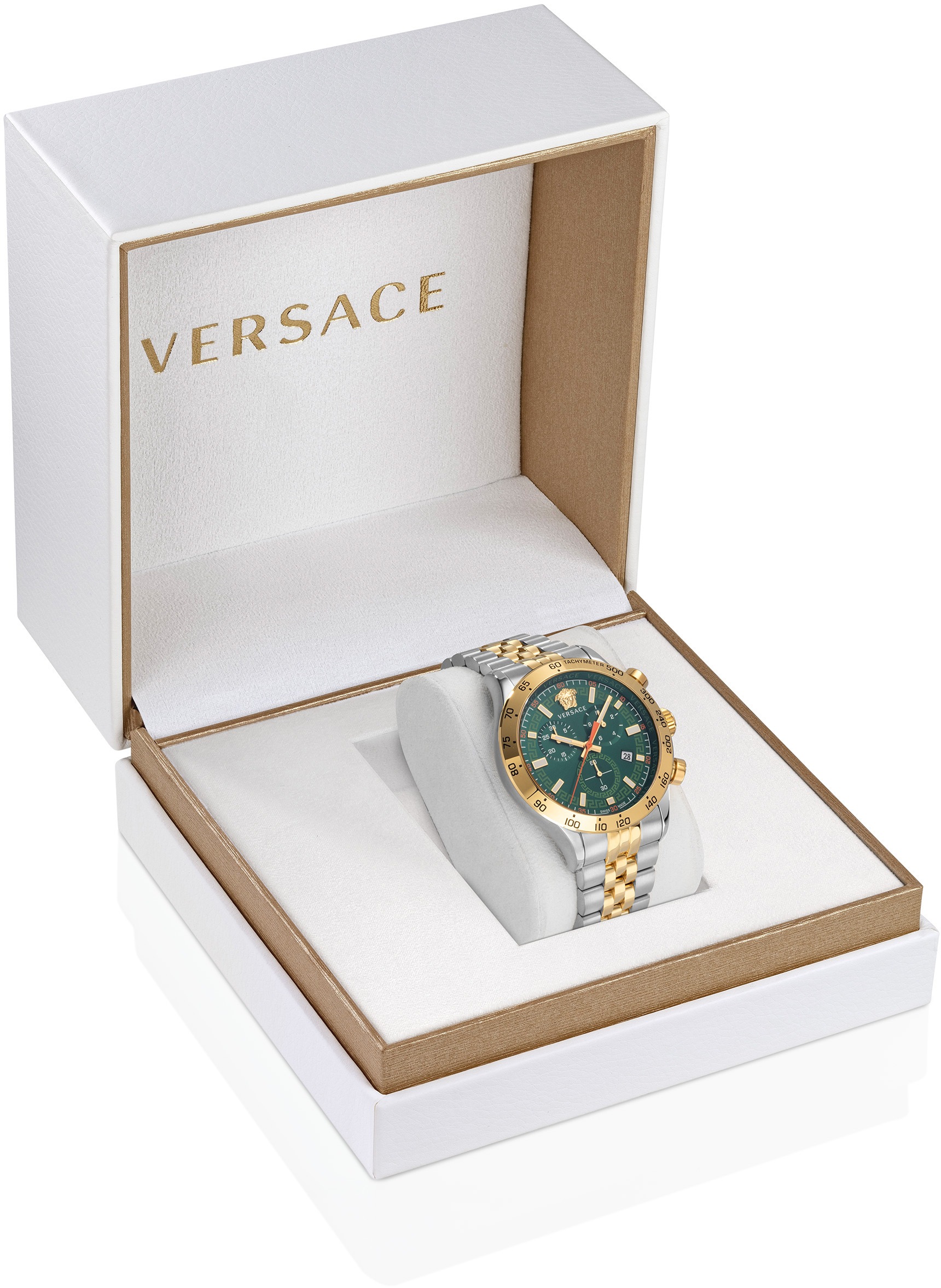 Versace Chronograph »HELLENYIUM CHRONO, VE2U00522«, Quarzuhr, Armbanduhr, Herren, Datum, Stoppfunktion, Swiss Made,bicolor