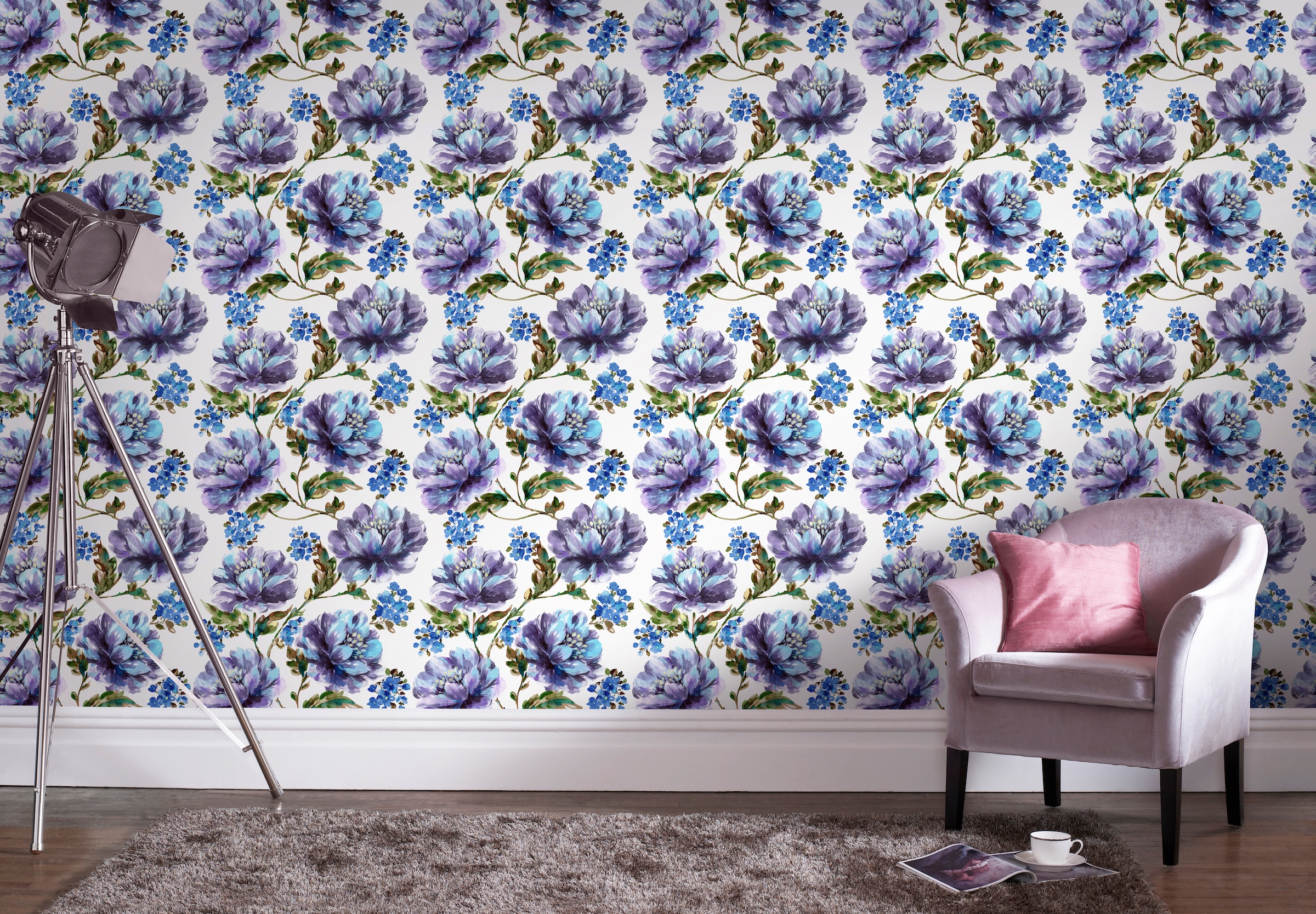 Superfresco Easy Vliestapete »Stefanie - Blumen«, Blau - 10m x 52cm