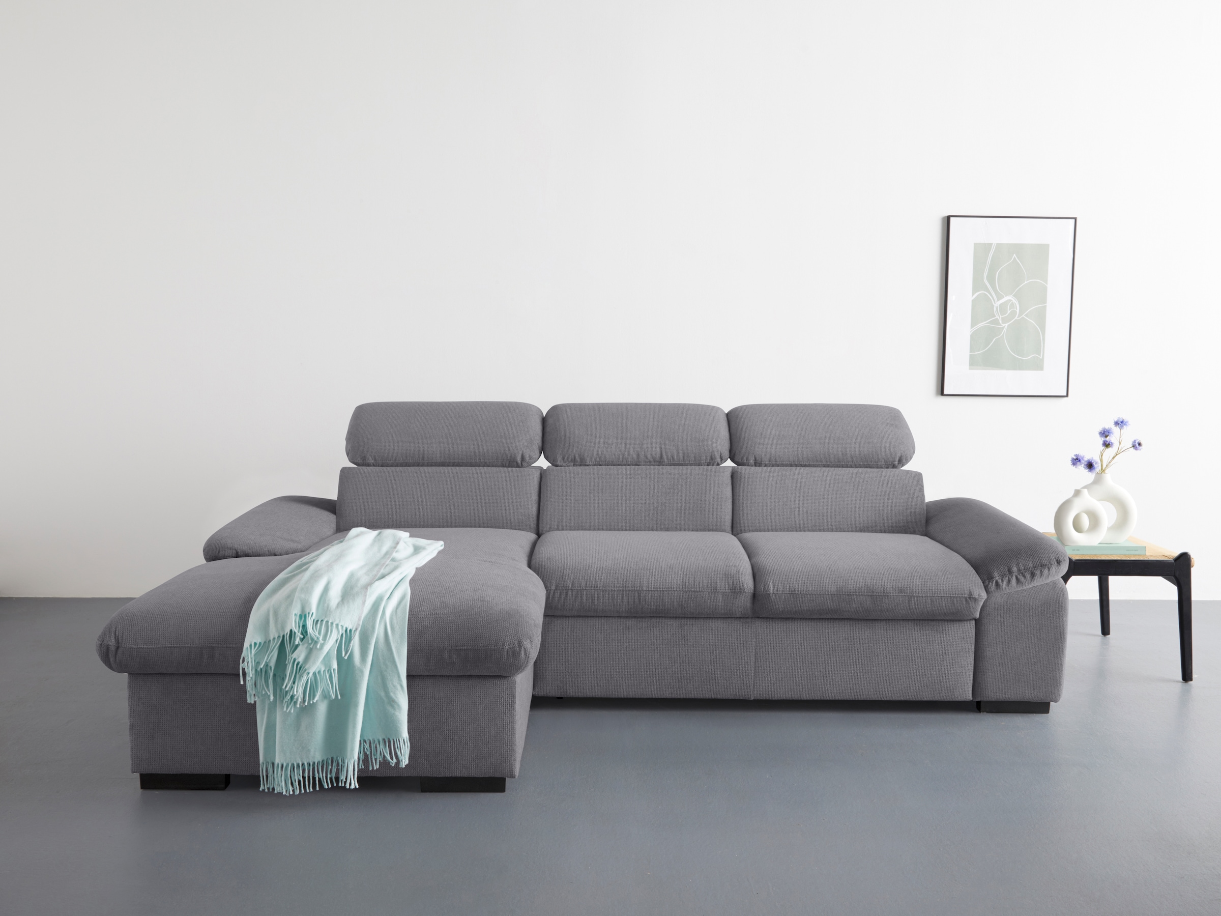 COTTA Ecksofa »Lola L-Form mit Kopfteilfunktion & Hocker« wahlweise mit Bet günstig online kaufen