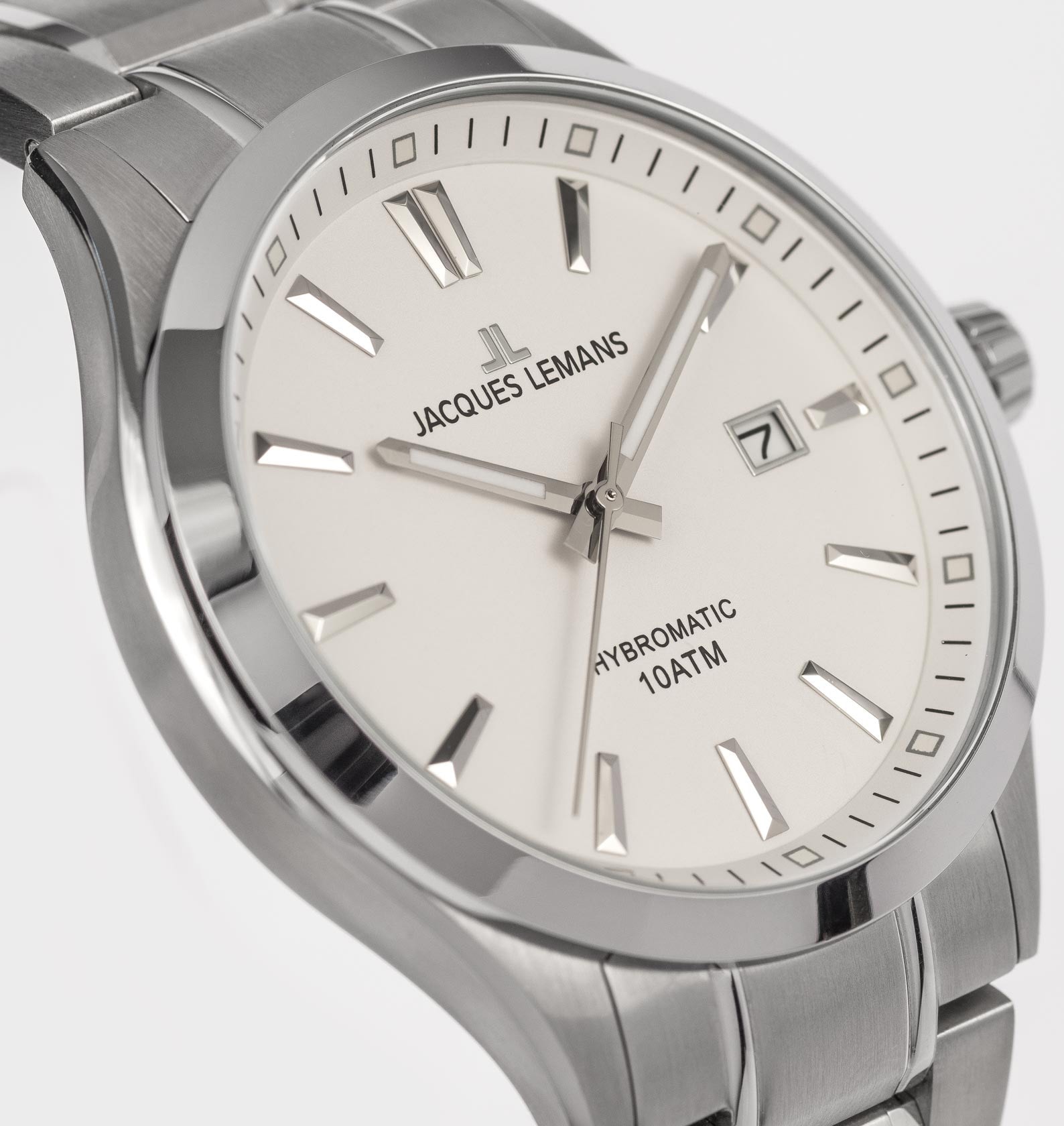 Jacques Lemans Kineticuhr »Hybromatic«, Armbanduhr, Herrenuhr, Datum, Edelstahlarmband, bis 10 bar wasserd.