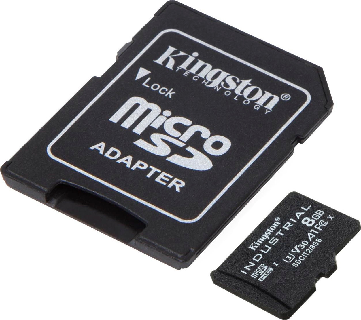 Kingston Speicherkarte »INDUSTRIAL microSD 8GB + SD Adapter«, (UHS-I Class 10 100 MB/s Lesegeschwindigkeit)
