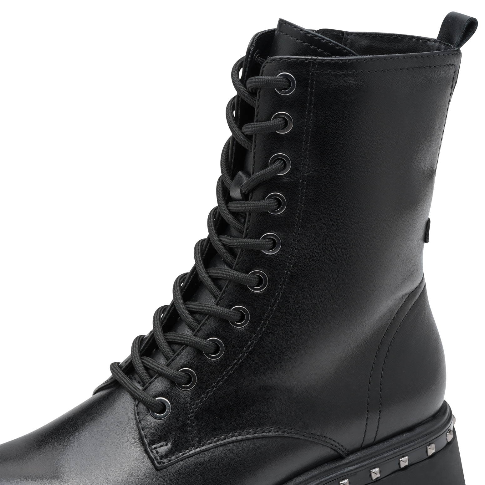 Tamaris Schnürboots, Blockabsatz, Plateau, Schnürstiefelette mit Nieten am Sohlenrand