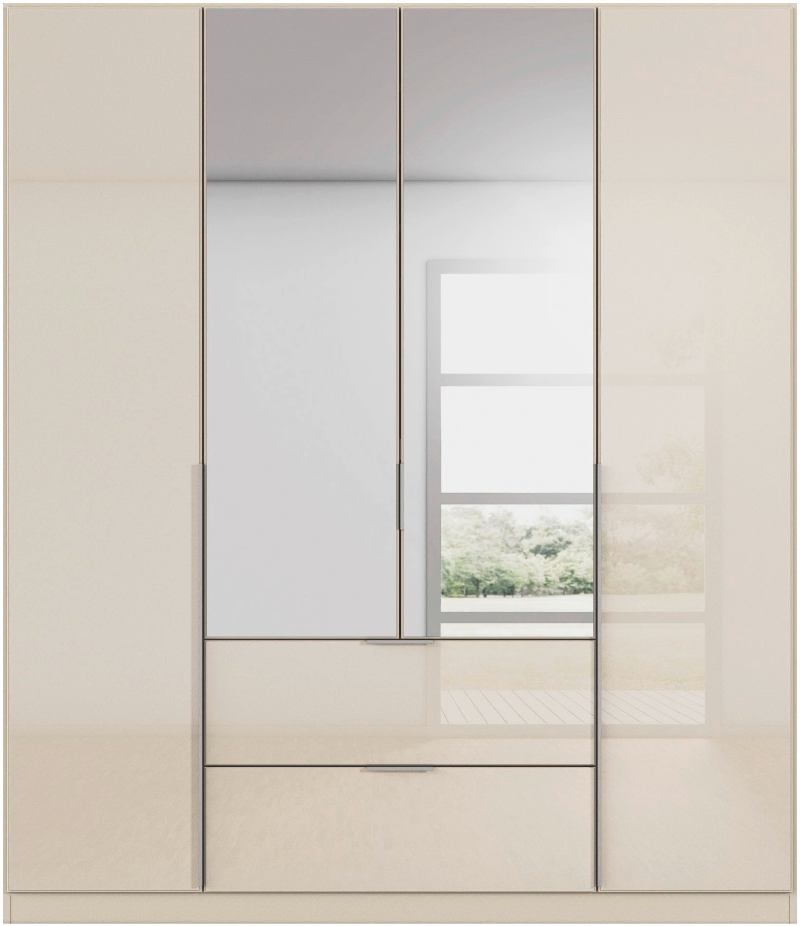 rauch Drehtürenschrank »Kleiderschrank Kleiderschränke Schrank Garderobe AGORDO mit Glasfront«, mit Außenschubkästen, in 6 Breiten und 2 Höhen MADE IN GERMANY