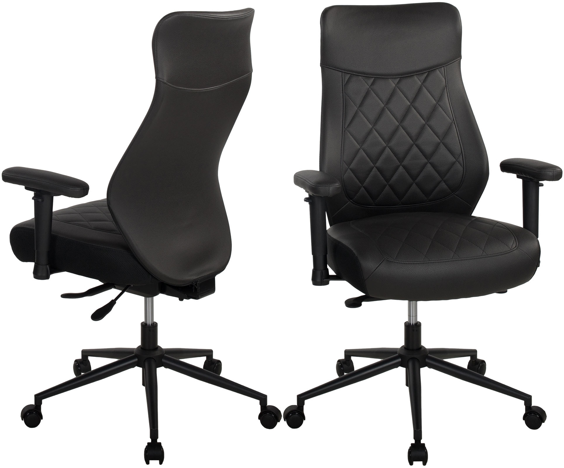 DUO COLLECTION Schreibtischstuhl »TURSI« () 1 Stk.2-D Armlehnen, Sitztiefen- und höhenverstellung, Lederlook-Mikrofaser Schwarz + Schwarz