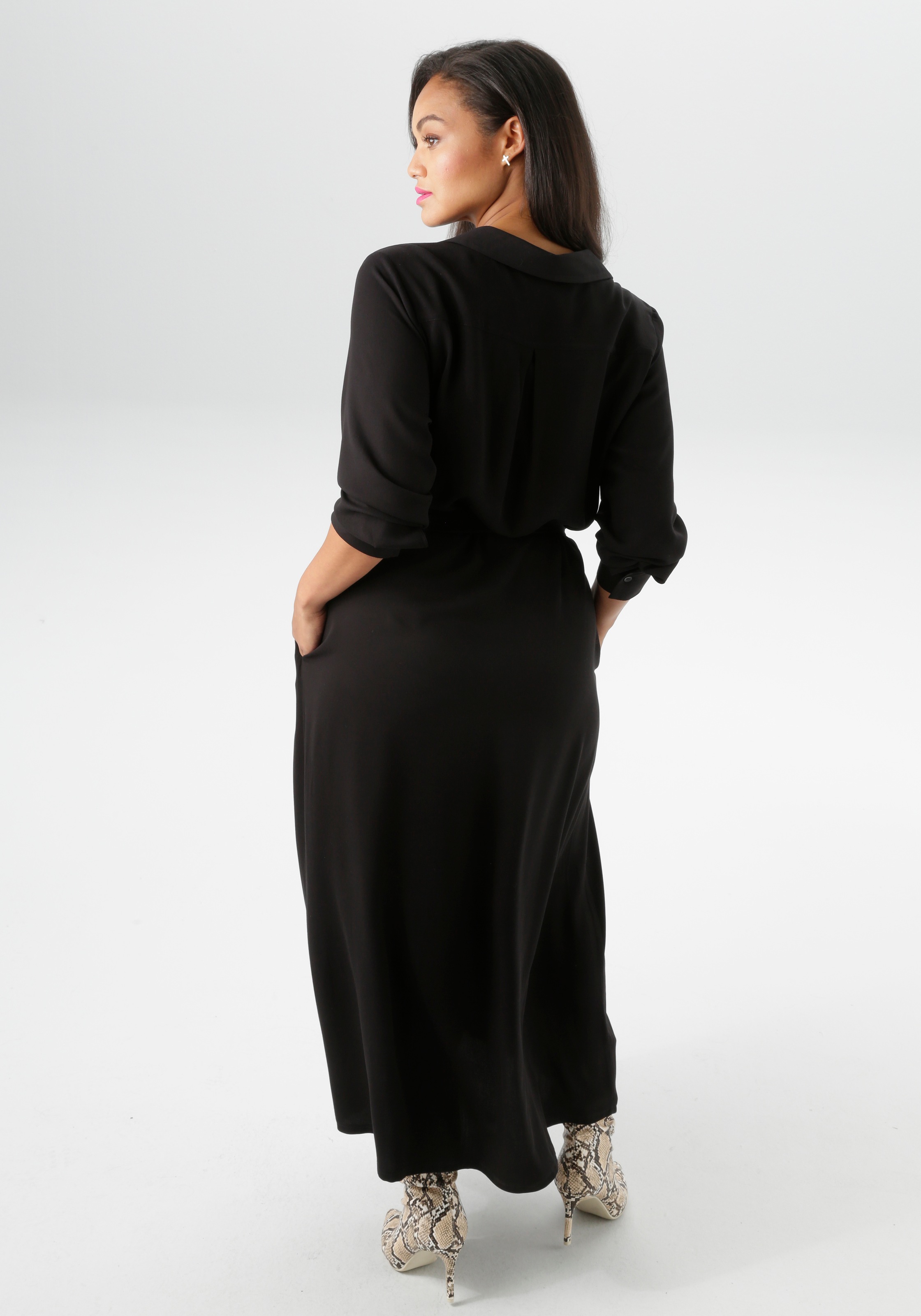 Aniston PLUS Blusenkleid, durchgeknöpftes Kleid aus weich fallender Viskose - NEUE KOLLEKTION